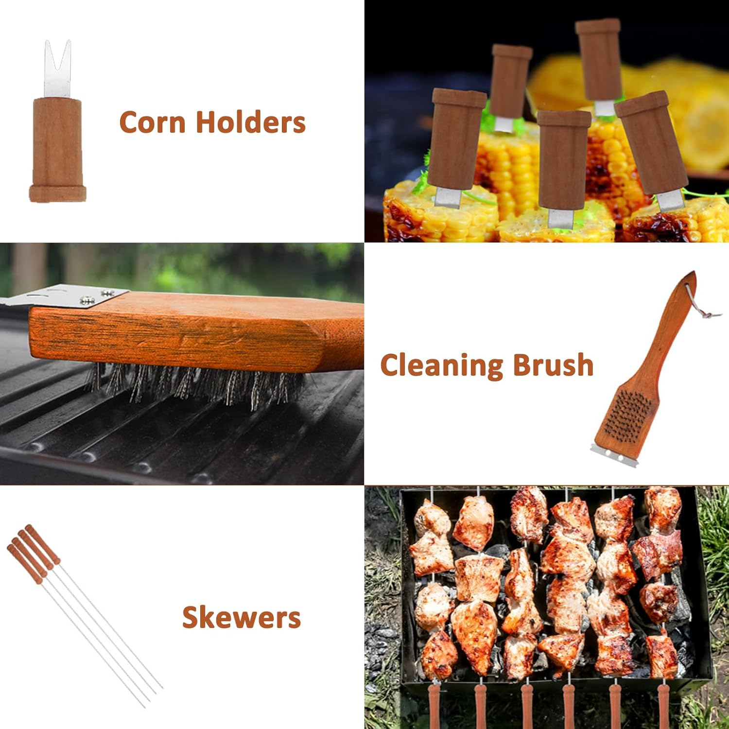 19 Piece Wooden Grill Tool Set, BBQ Accessories & Grill Tools, Durable Stainless-Steel Utensils with Recycled Plastic Case, Spatula, Tongs, Cleaning Brush & More, Grilling Gifts for Men