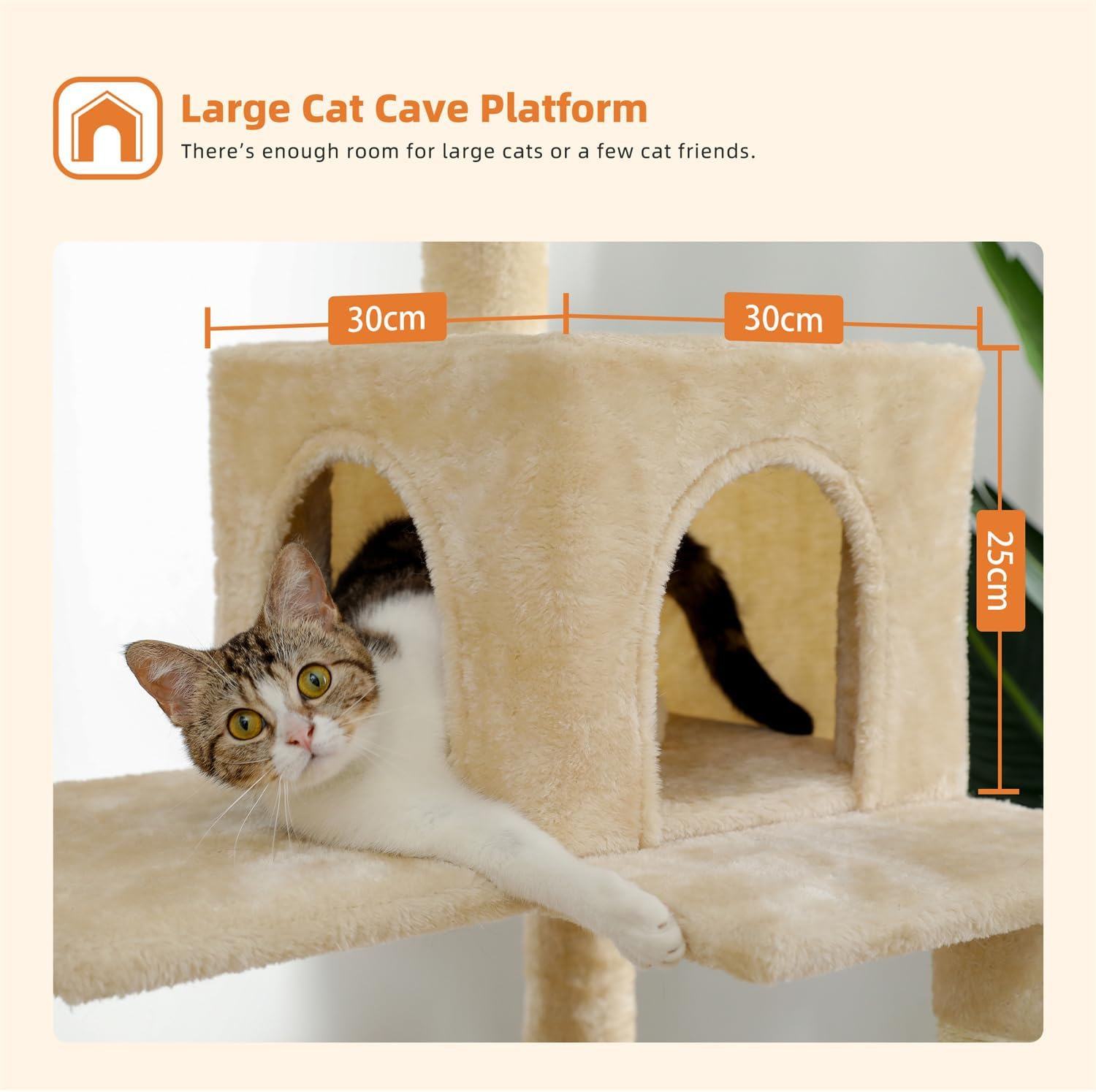 PAWZ Road Cat Tree 143Cm Cat Scratching Post Multi-Level Play Tower with a Large Hammock and Top Perch Home Pet Furniture Beige image number 4