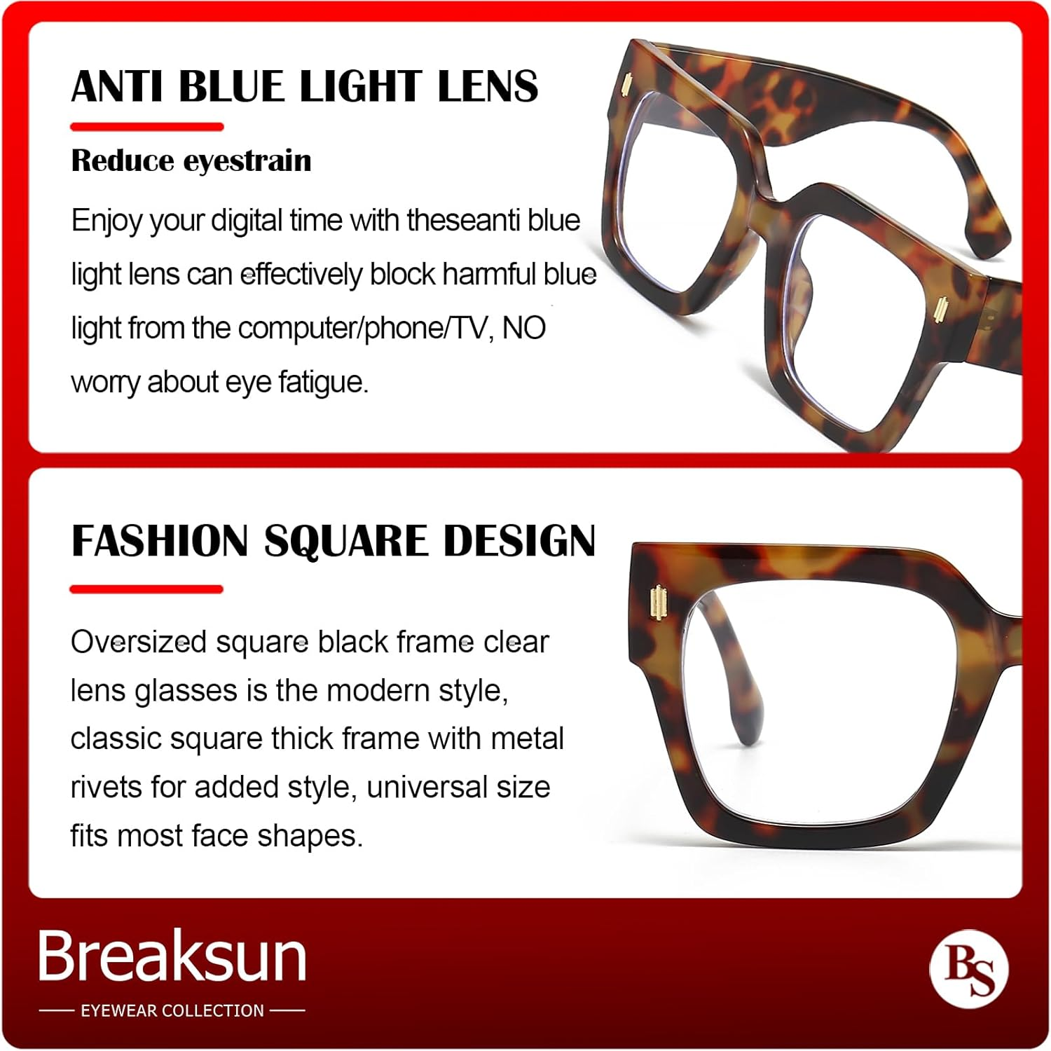 Fashion Oversized Blue Light Blocking Glasses for Women Men Trendy Big Square Frame Computer Eyeglasses - A2 Pink image number 4