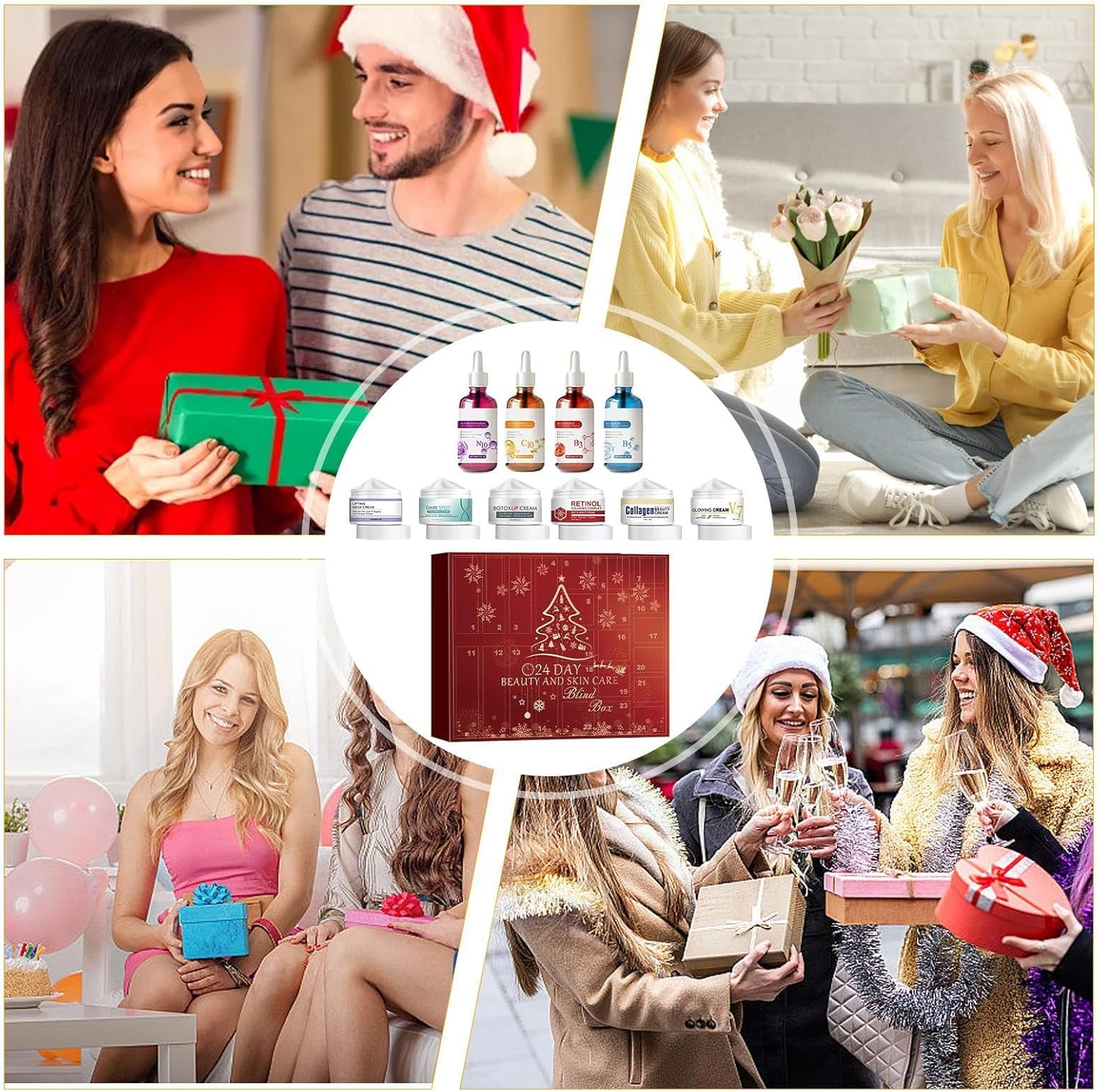 Skincare Advent Calendar - Beauty Advent Calendar | 2024 Beauty Advent Calendar | Christmas 24 Days Beauty Countdown Calendar - Christmas Surprise Beauty Advent Calendar Christmas Makeup Kit