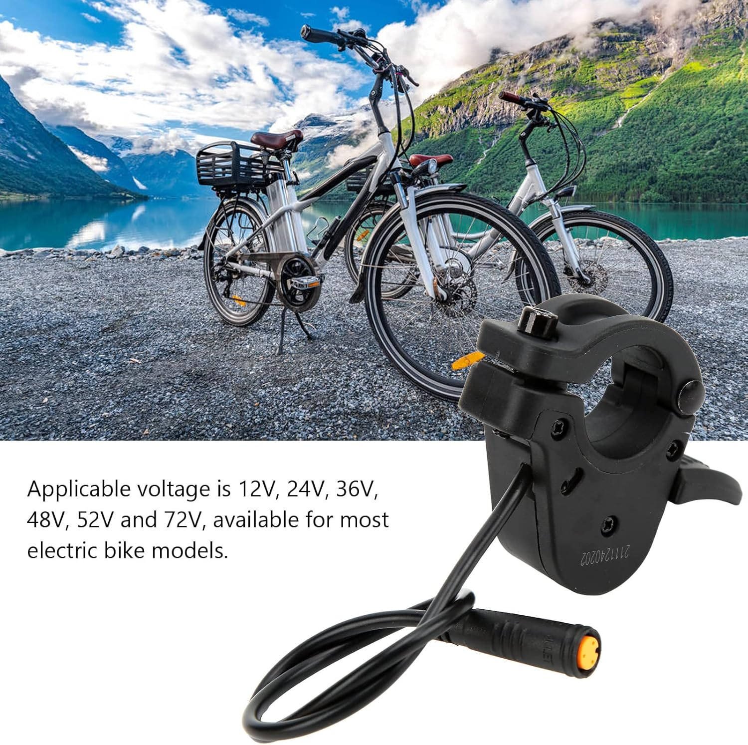 Electric Scooter Thumb Throttle, 300X Speed Control Electric Bike Thumb Throttle for 12V, 24V, 36V, 48V, 52V, 72V Ebike, Waterproof Left and Right Universal Finger Throttle Accelerator image number 1