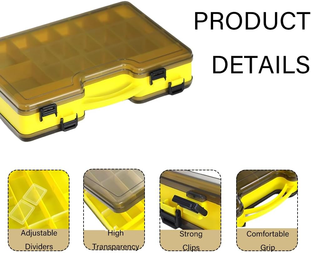 Fishing Tackle Box-Waterproof Fishing Bait Storage Box with Removable Dividers, Double-Sided Lure Box, Portable Lure Tackle Organizer for Outdoor Fishing image number 2