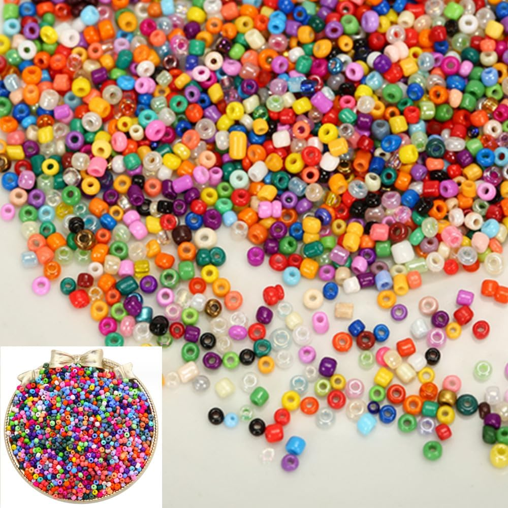 1900 Pcs Halloween Pony Beads, Mini Orange White Blue Red Green Purple and Black round Plastic Beads for DIY Bracelets, Necklace, Key Chain, Hair Braids, Making Crafts (6 X 9Mm).