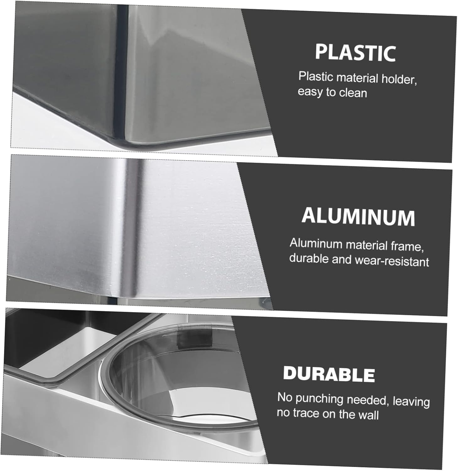 Wall-Mounted Bracket Aluminum Storage Holder for Hair Dryer Bathroom Hanger Organiser Storage for over Door Hair Dryer Holder image number 4