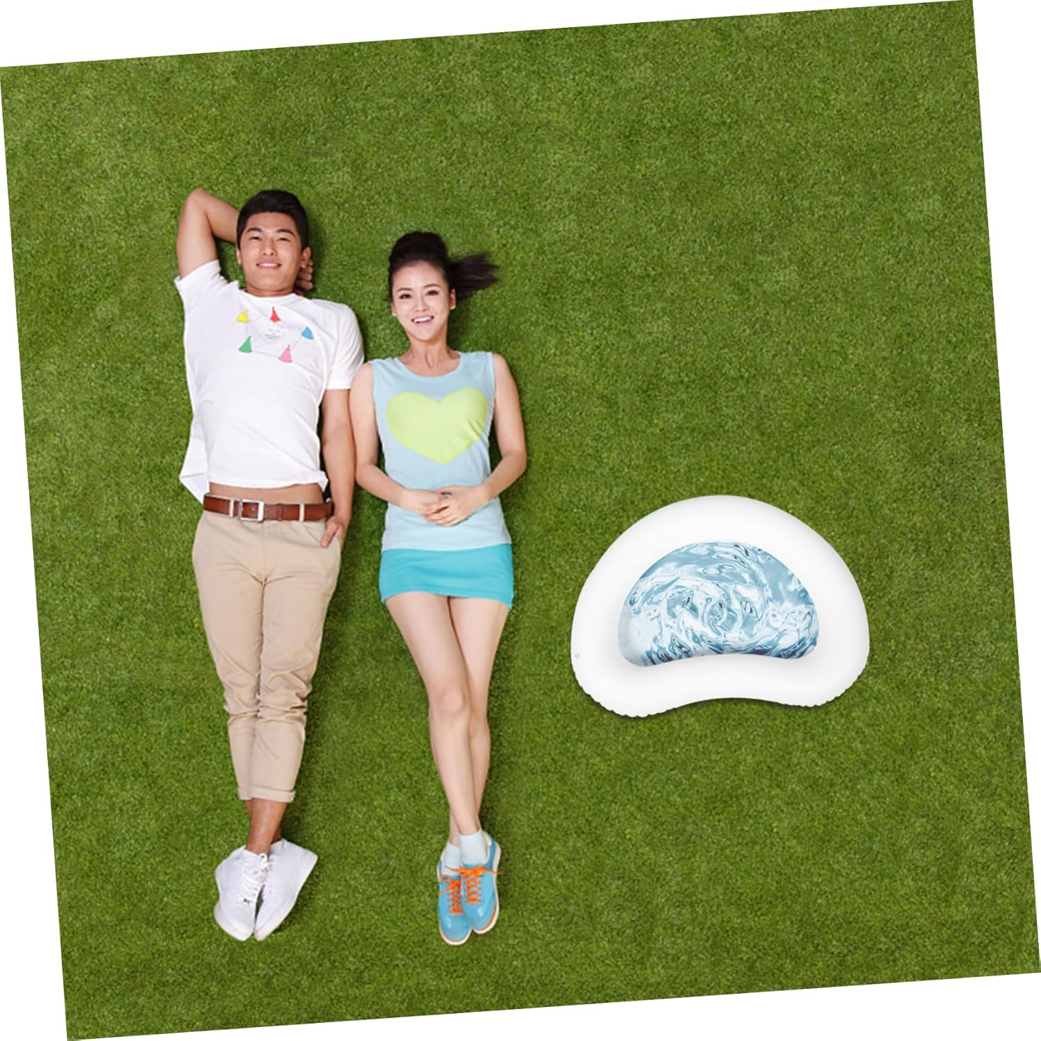 Inflatable Foot Bath Tub Portable Pool Foot Bath for Spa Camping Pattern - Blue image number 7