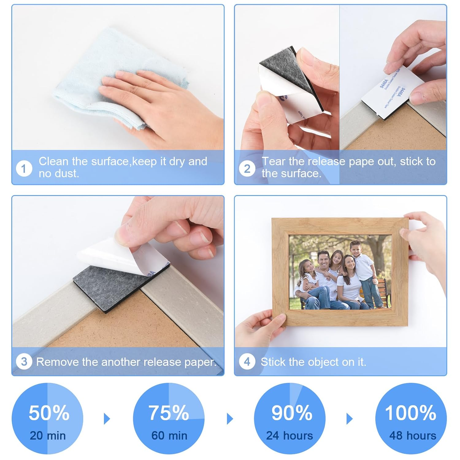 60PCS Heavy Duty Double Sided Adhesive Pads - Foam Tape for Walls, Cars & Home Decor | No Residue, Waterproof Mounting Tape with Strong Hold (White) image number 1