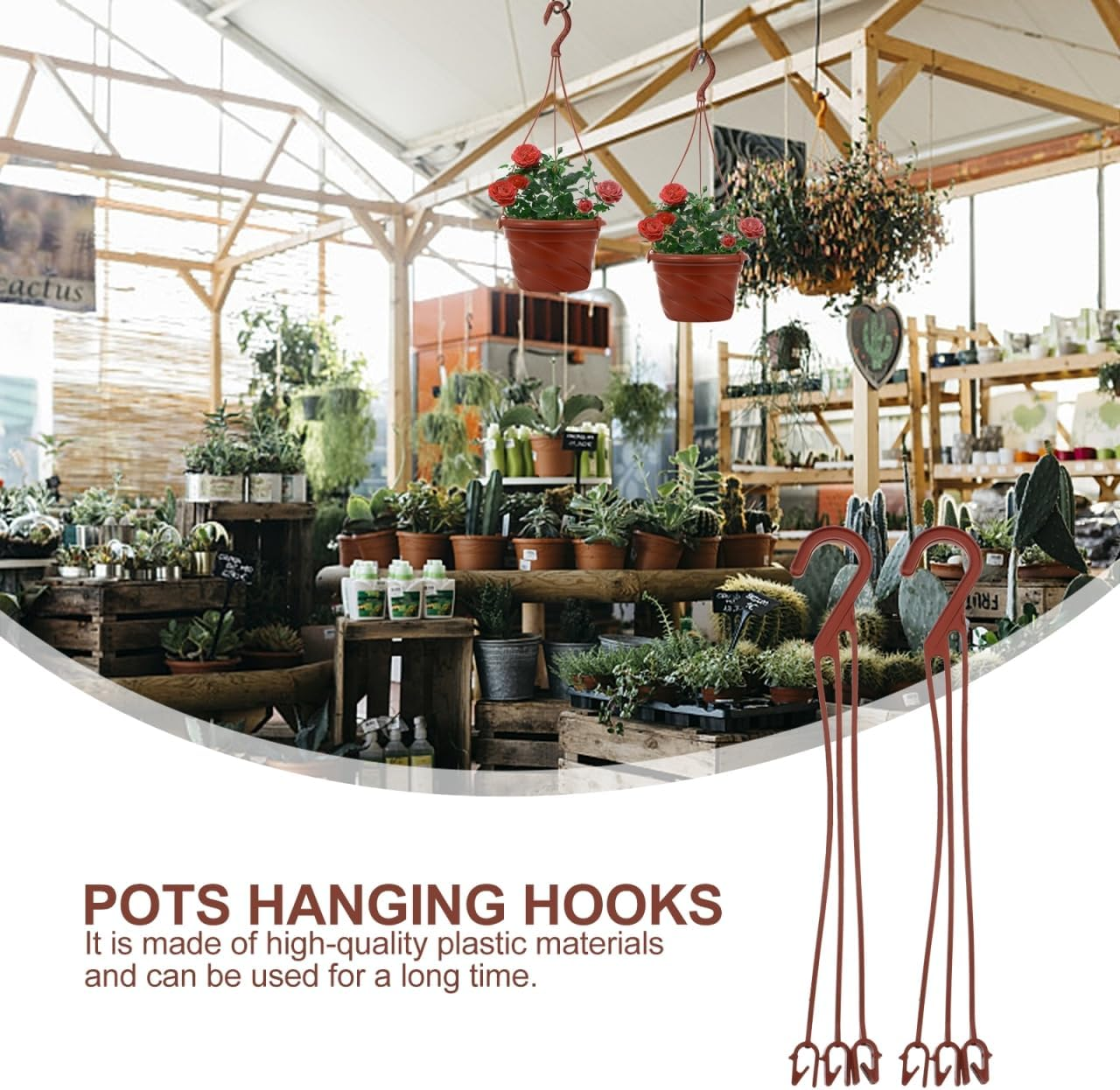 Happyyami Hanging Planter Hooks 9 Inch Plastic Wall-Mounted Flower Plant Holders with Anti-Rust Design for Indoor Outdoor Garden Balcony Desk Decoration image number 5