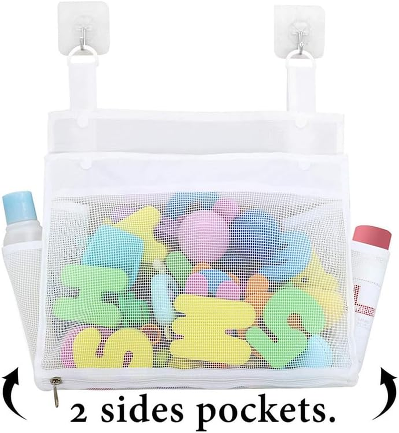 Waterproof Mesh Bath Toy Organizer & Storage Bag with Suction Cups - Durable Hanging Bath Toy Holder for Kids, Quick-Dry Bathroom Toys Organiser (Green) image number 3