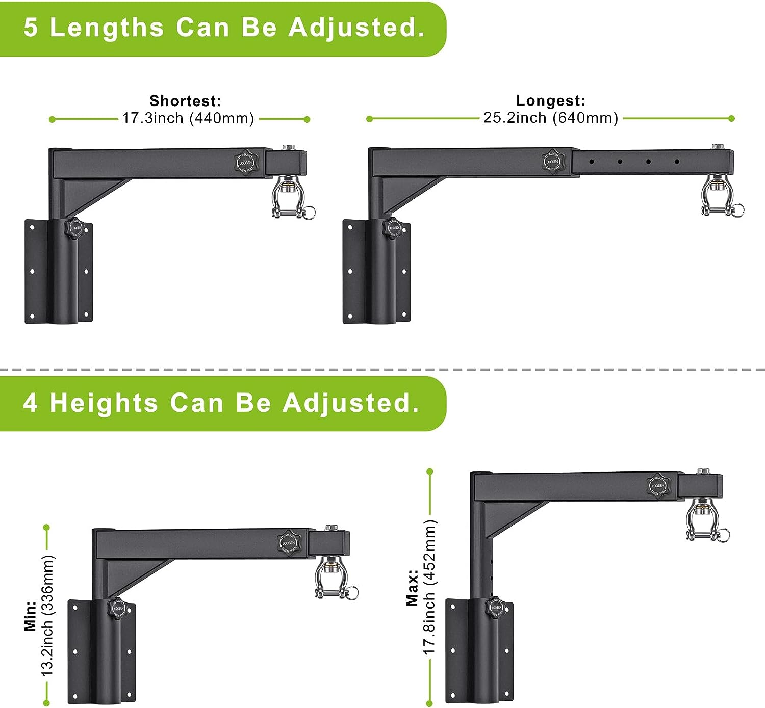 Benelabel Wall Mount Heavy Bag Hanger, Punching Bag Wall Bracket for Home Gym Indoor Outdoor, 17-25" Length Adjustment and 13-17" Height Adjustment, 800 LB Capacity image number 4