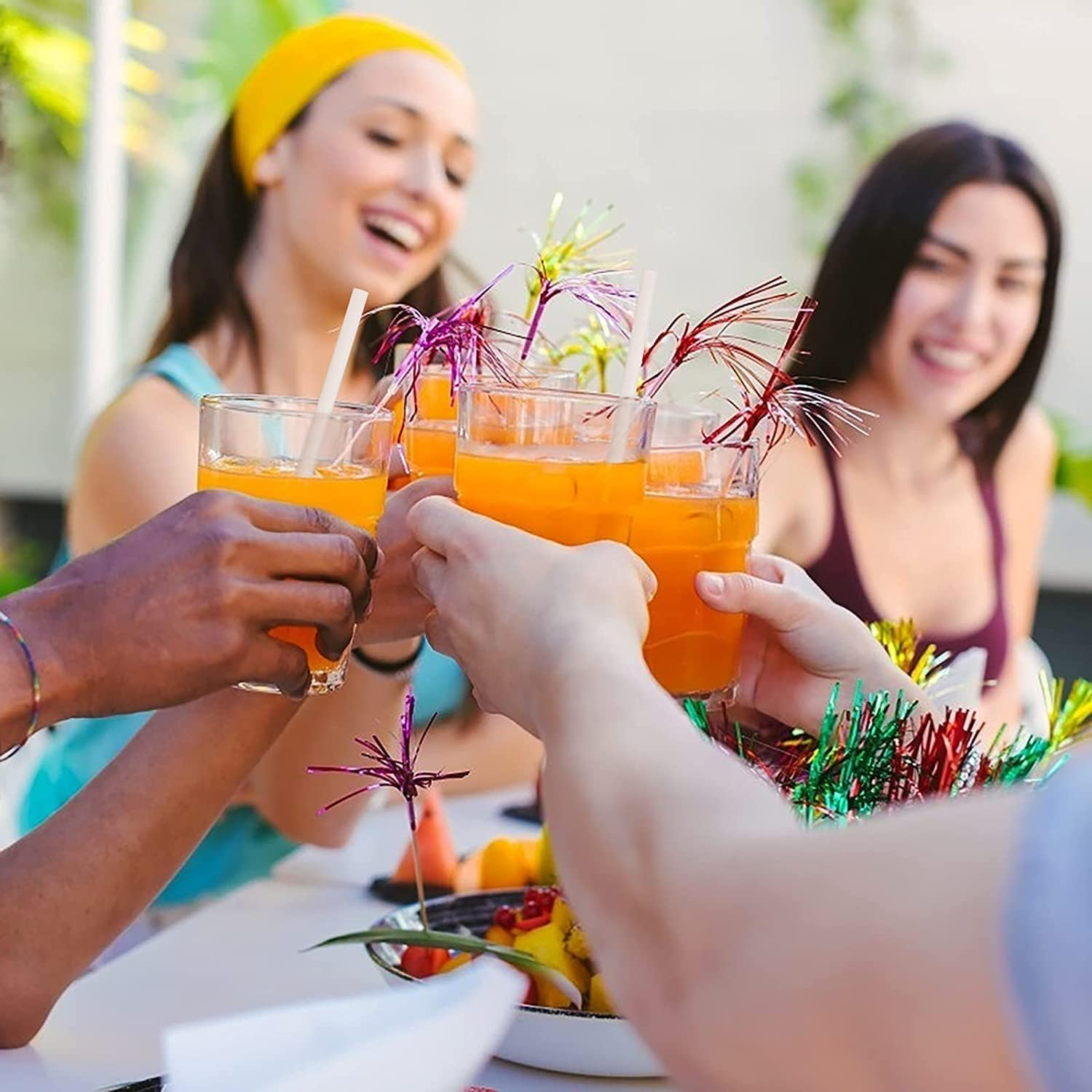 Pure White Biodegradable Paper Straws for Cocktail Pack of 100, Eco-Friendly and Recyclable Plain White Solid White Straws Made of Paper - Solid Black image number 4