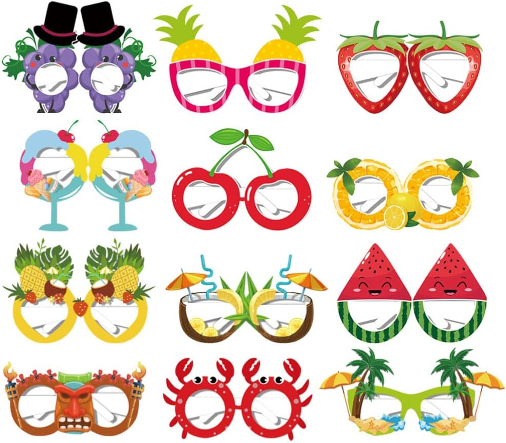 12Pcs Fruit Glasses Tropical Fancy Dress Props Summer Party Sunglasses Luau Sun Mermaid Decor Watermelon Decor Kids Funny Eye for Kids Fun Party image number 5