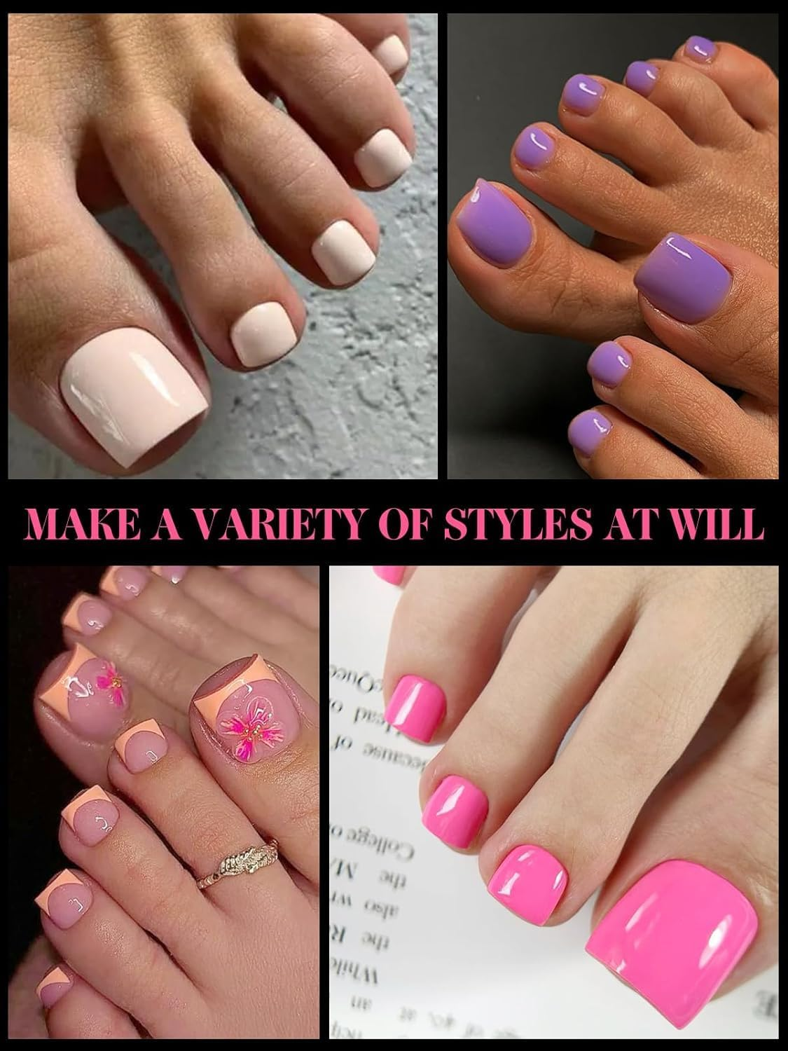 Poly Gel Nail Forms Kit for Toes - Kalolary Reusable Dual Toenail Forms for Builder Gel, Toe Nail Kit with 2.5Oz Slip Solution, Brush, File, 5PCS Clips - 12 Sizes 120PCS image number 2