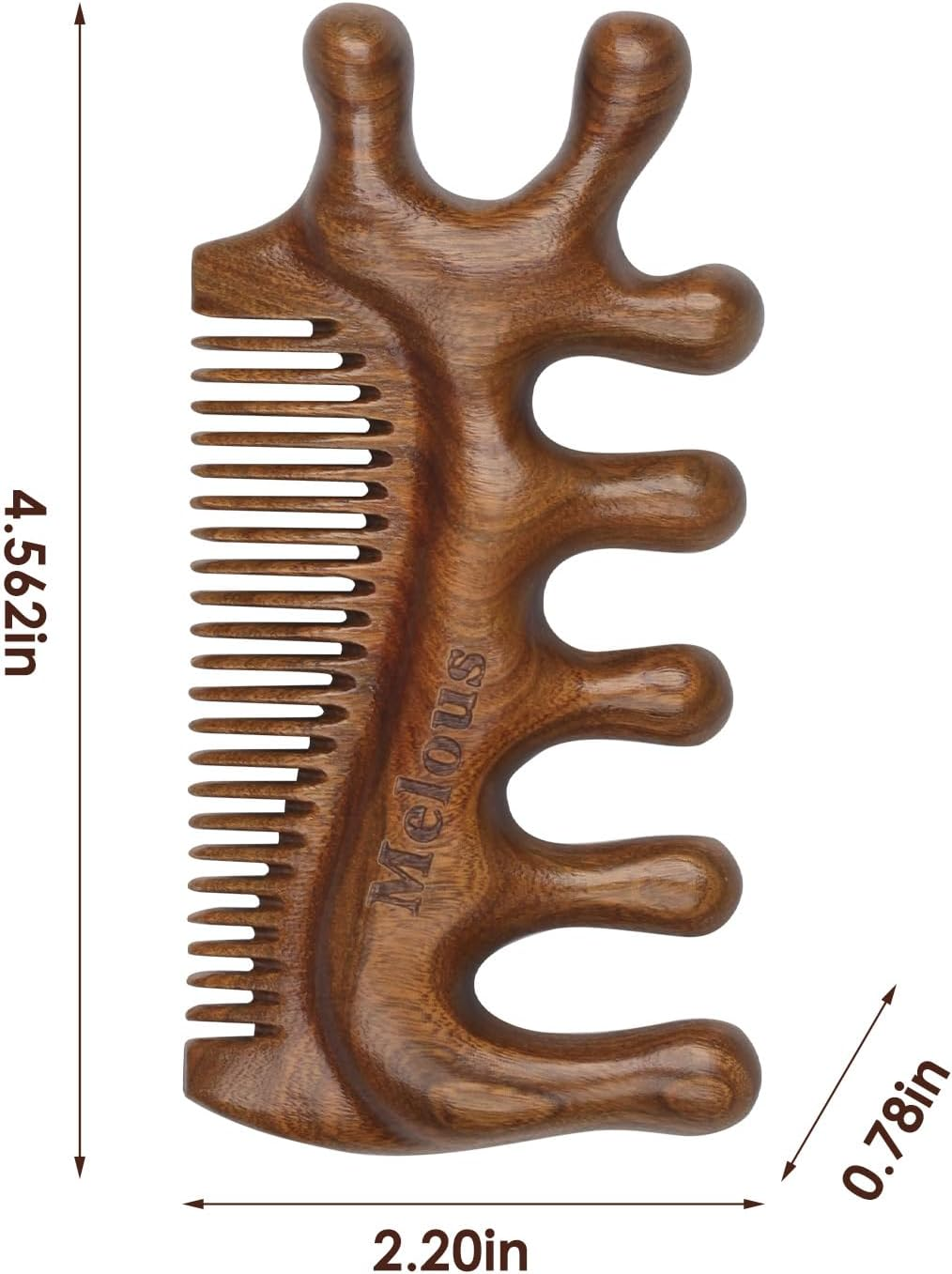 4 in 1 Sandalwood Gua Sha Massager, Scraping Massage Comb, Meridians Tool for Hair, Face, Eye Neck Body Massage image number 4