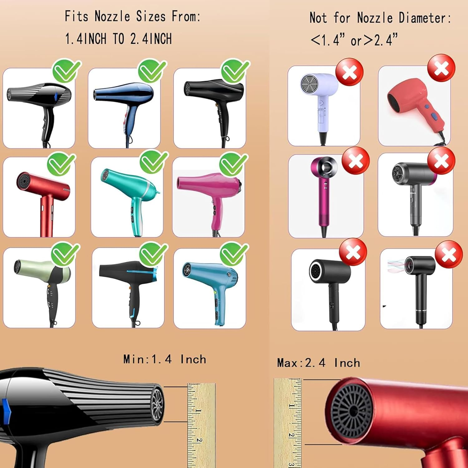 Diffuser Attachment for Hair Dryer, Hair Dryer Diffuser, Beauty Care Supplies for Summer Morning Vacation Spa Travel Night Day Heat Drying Straight Wavy Natural Wave image number 1