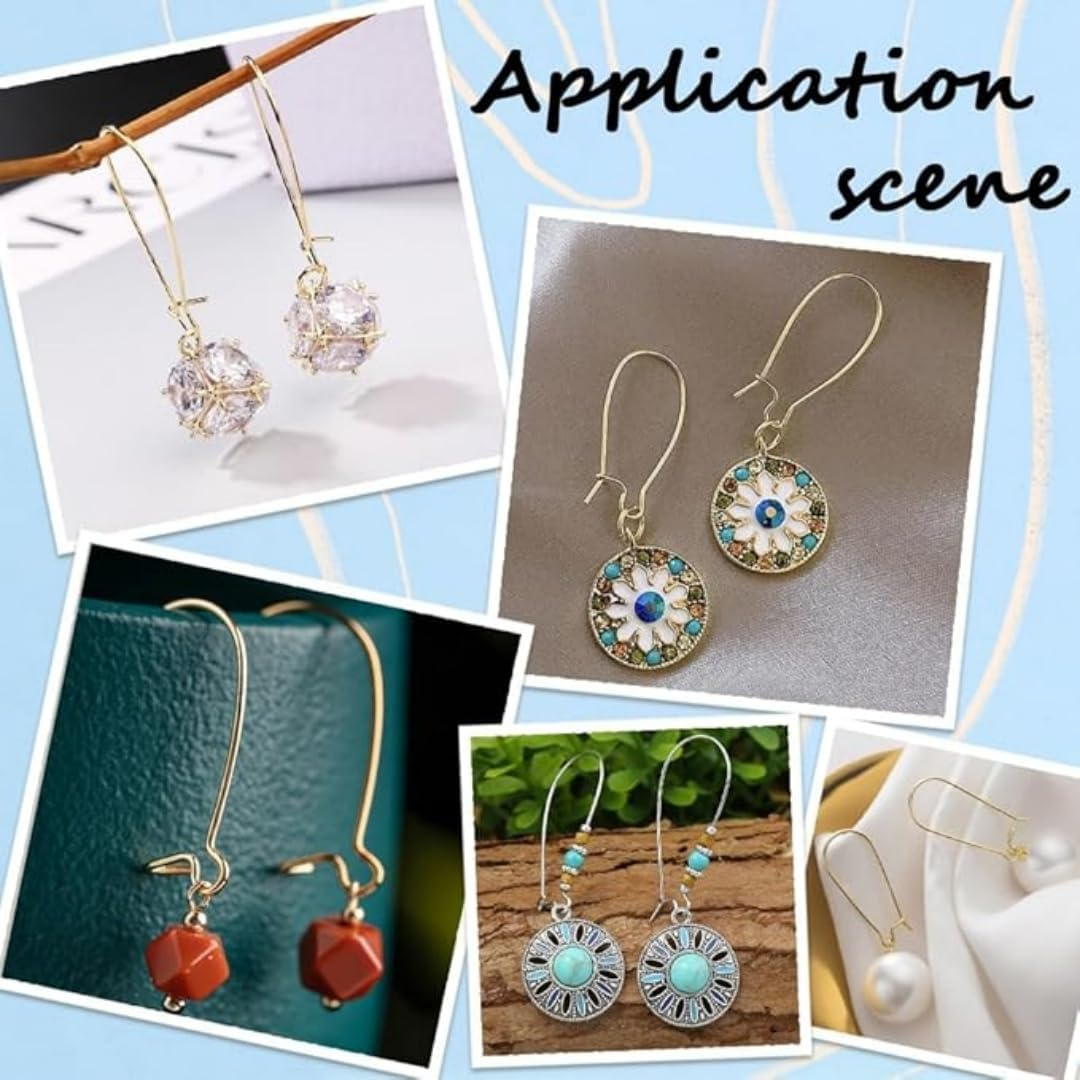 120Pcs Earring Hooks Stainless Steel Kidney Ear Wires Interchangeable Dangle Earwire Hooks Gold Silver Mixed Sizes Earring Findings Parts for DIY Jewelry Making，For DIY Jewelry Making image number 2