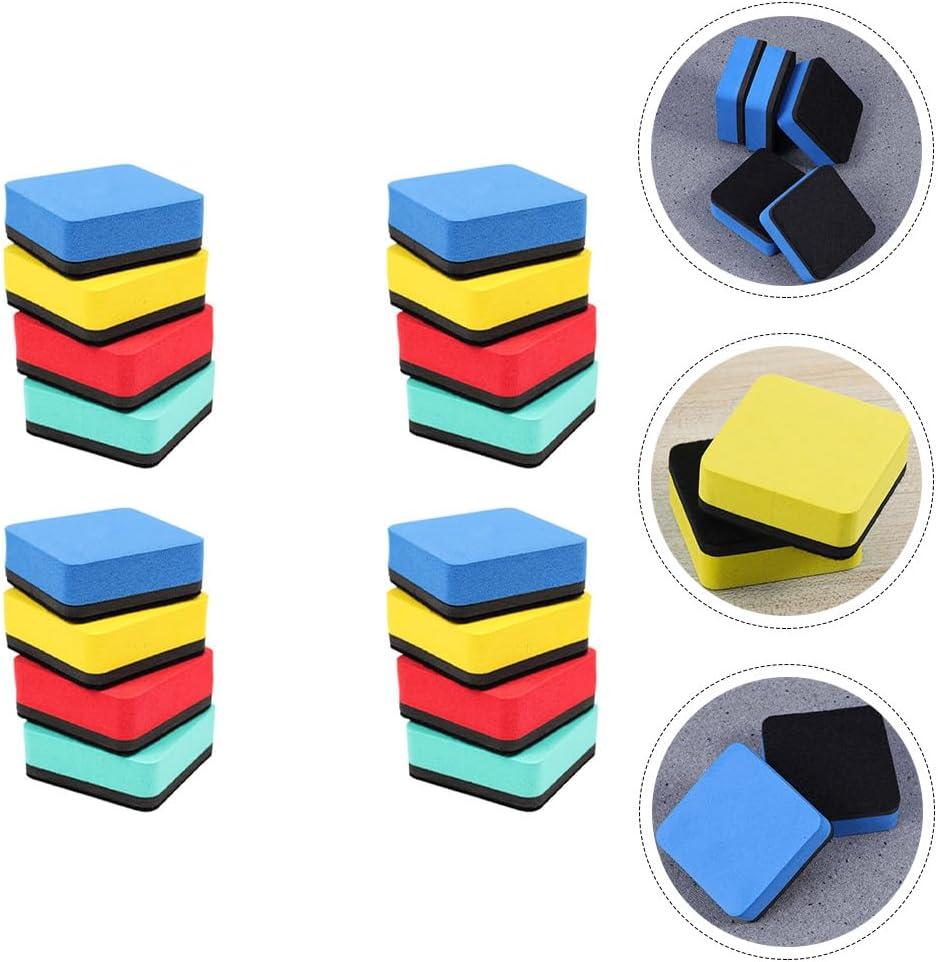 Operitacx 24Pcs Magnetic Dry Erasers Eva Felt Board Erasers for Classroom Office Home Use Teacher Supplies for Whiteboards and Chalkboards image number 6
