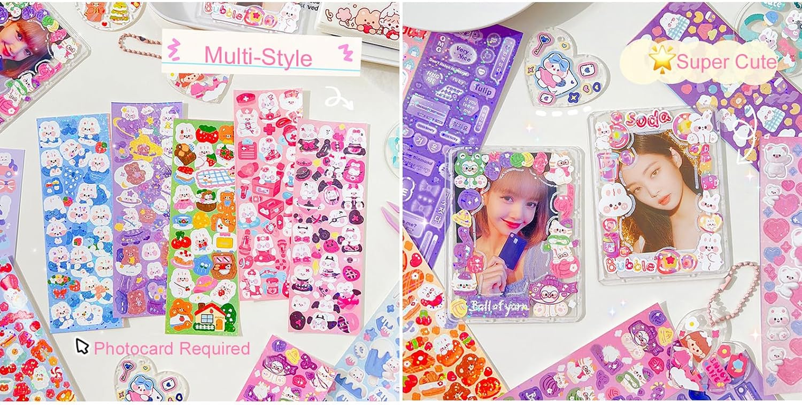 100 Sheets Deco Stickers, Photocard Ribbon Butterfly Heart Alphabet Cute Stickers for Journaling Anniversary Family Photo Album Arts Crafts Scrapbooking image number 2