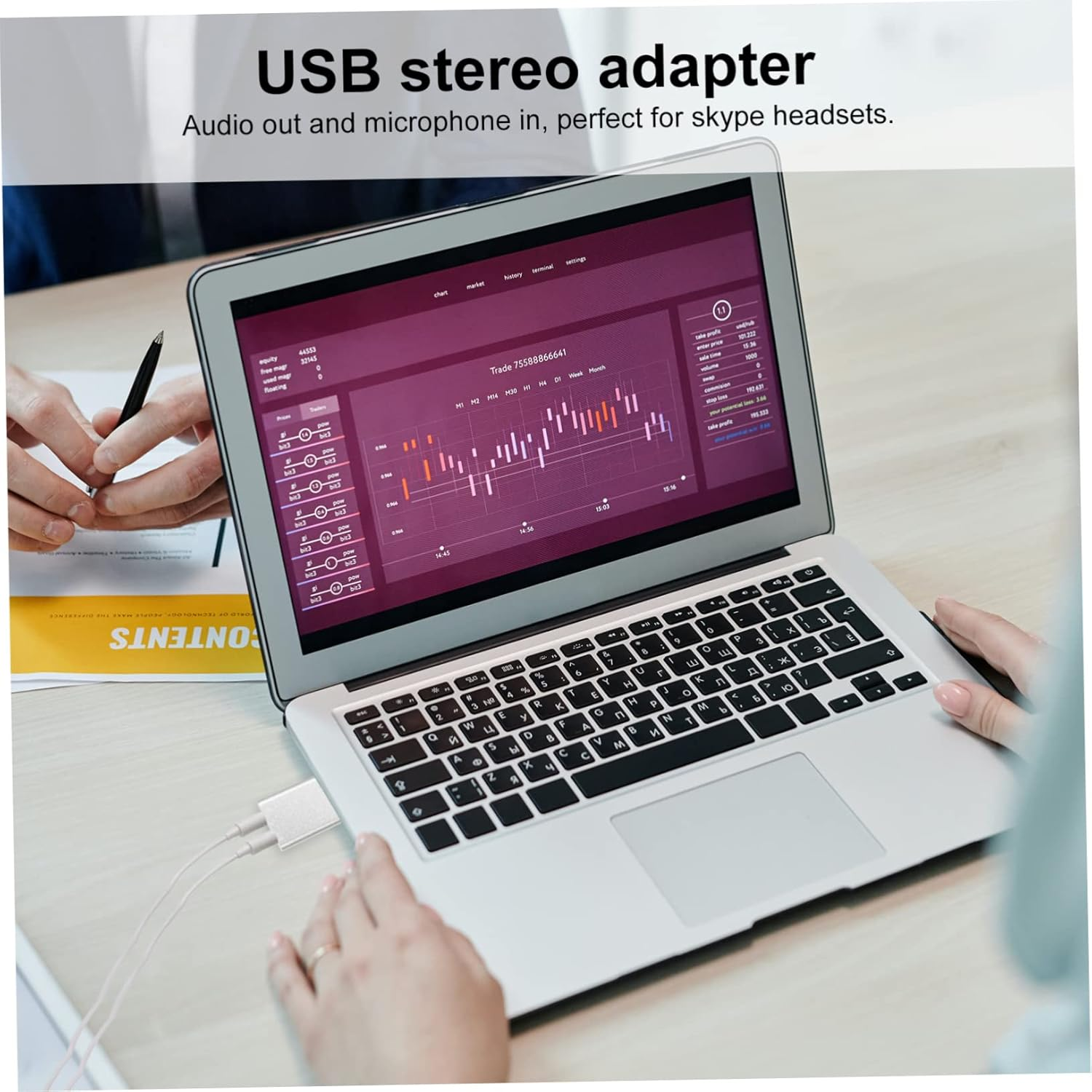 Aluminum USB External Stereo Sound Adapter for Laptop Compatible Headphones and Microphones for Home Studio Online Streaming image number 2