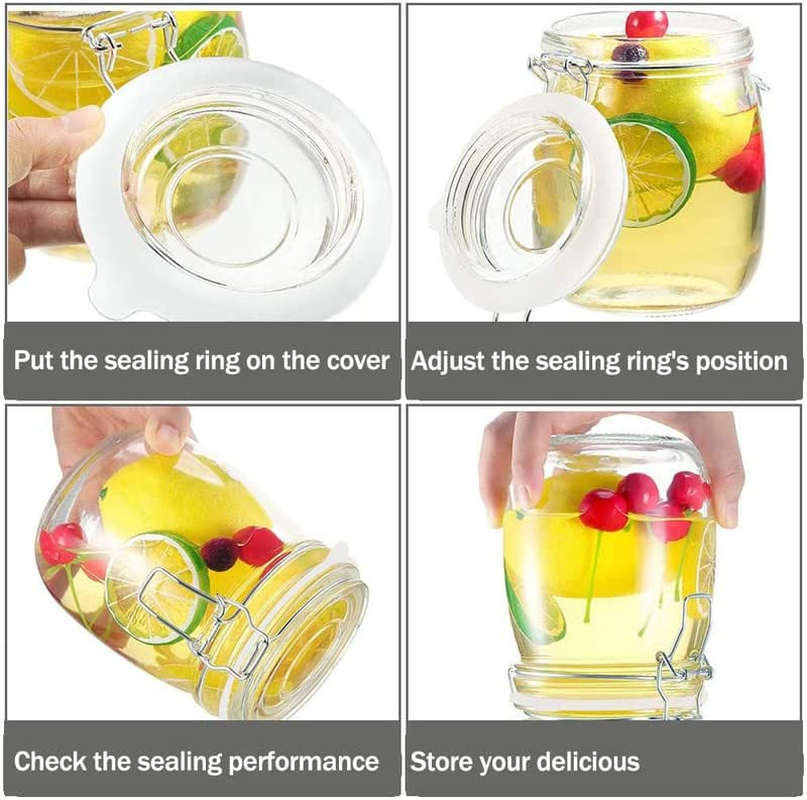 Silicone Replacement Gasket, Airtight Rubber Seals Rings for Mason Jar Lids, Leak-Proof Canning Silicone Fitting Seals for Glass Clip Top Jars (White, 10Pcs) image number 3