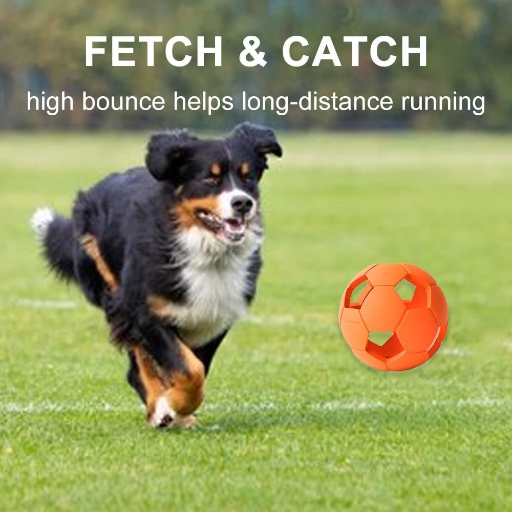 Interactive Dog Soccer Ball Toy, Natural Rubber, Non Toxic & Eco Friendly, High Bounce Ball for Fetch and Play, Dishwasher Safe (Pink, Medium) image number 1