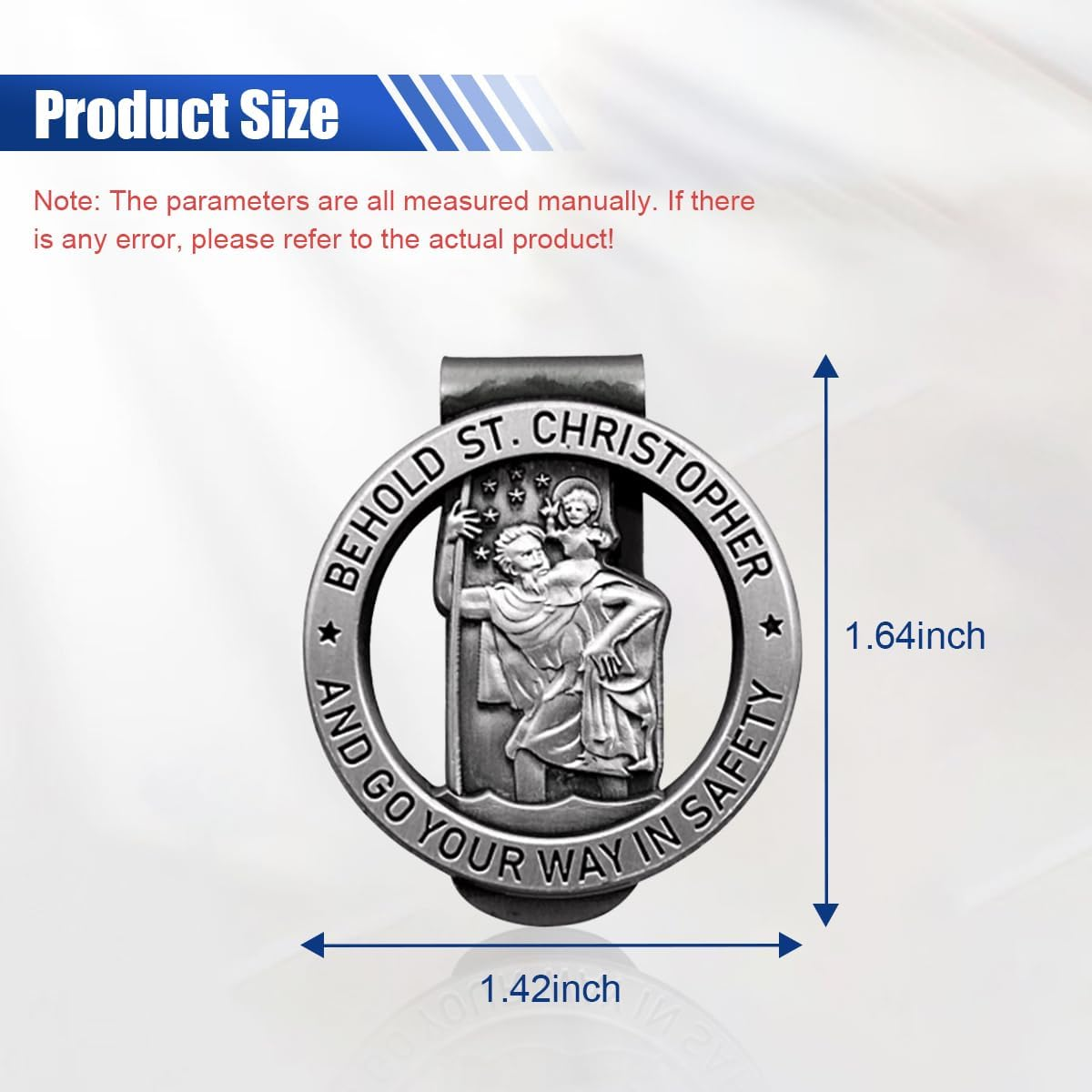Saint Christopher Medal Visor Clip for Car, Car Visor Clip Accessories, Religious Bless Driving Safety Presents for Parents Family Friends (2PCS) image number 6