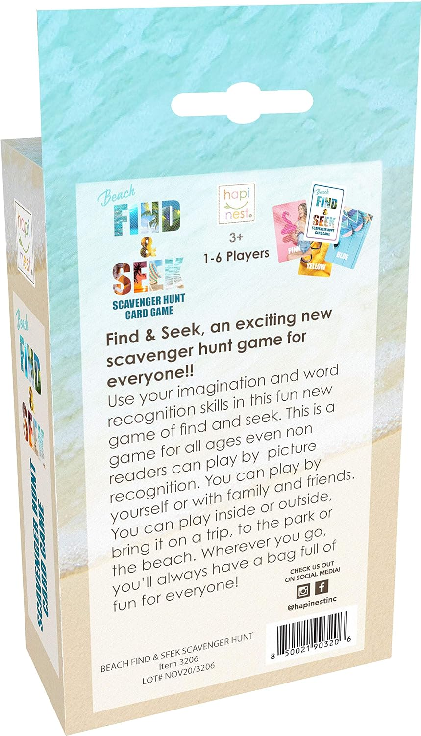 Hapinest Find and Seek Scavenger Hunt Outdoor Indoor Card Game for Kids, Beach Edition image number 2
