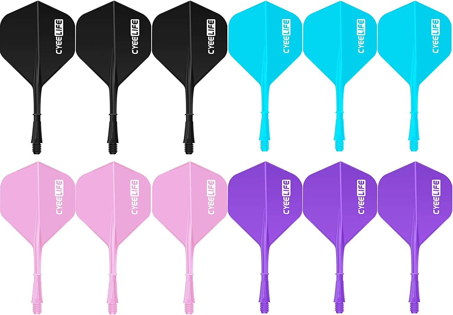 Cyeelife-Dart Flights and Shafts,12Pcs One Piece Integrated Plastic New Accessories Kit,4 Colors image number 1