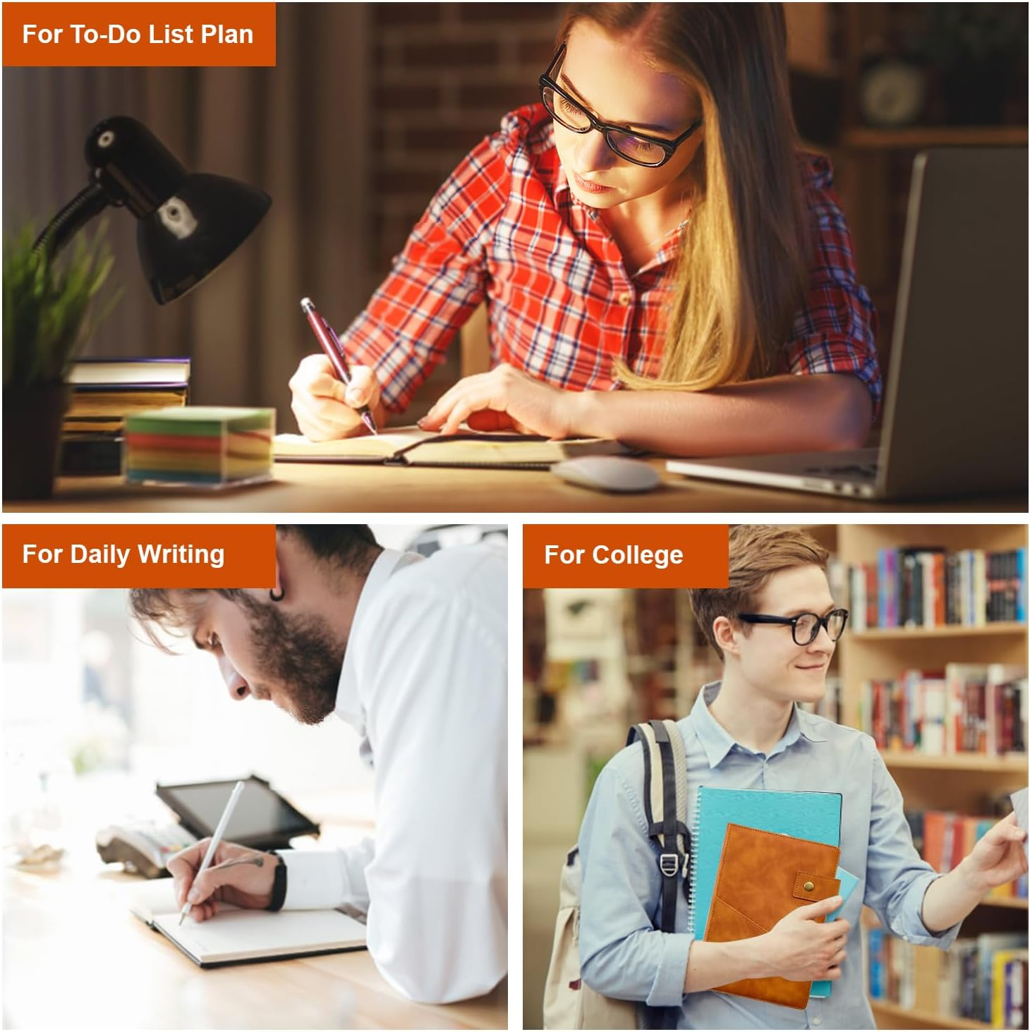 Blue A5 Lined Leather Journal Notebook, 5.9 X 8.4" Personalized Hardcover Journal, 200 Pages of 100 GSM Thick Ruled Paper, Daily Diary for Men and Women, Perfect for School, Travel, Business, Work, and Home Writing Blacka (Black) image number 1