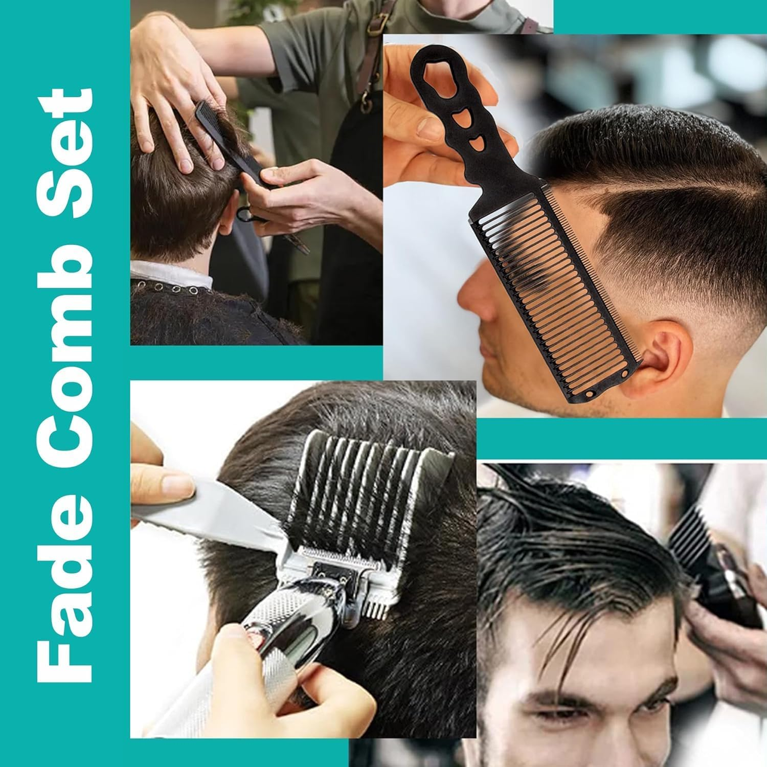 3Pcs Hair Trimming Fade Guide with Fade Comb,Barber Fade Comb Barber Combs with Fade Hair Trimming Guide,Fade Comb Barber Cutting Comb,Fade Comb Blend Comb with Hair Trimming Fade Guide for Men,Black image number 4