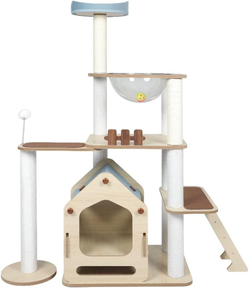 Pawz 138Cm Cat Tree &ndash; Cats Tower, Scratching Post, Scratcher, Wood, Condo, Toys, Modern House, Climbing image number 5