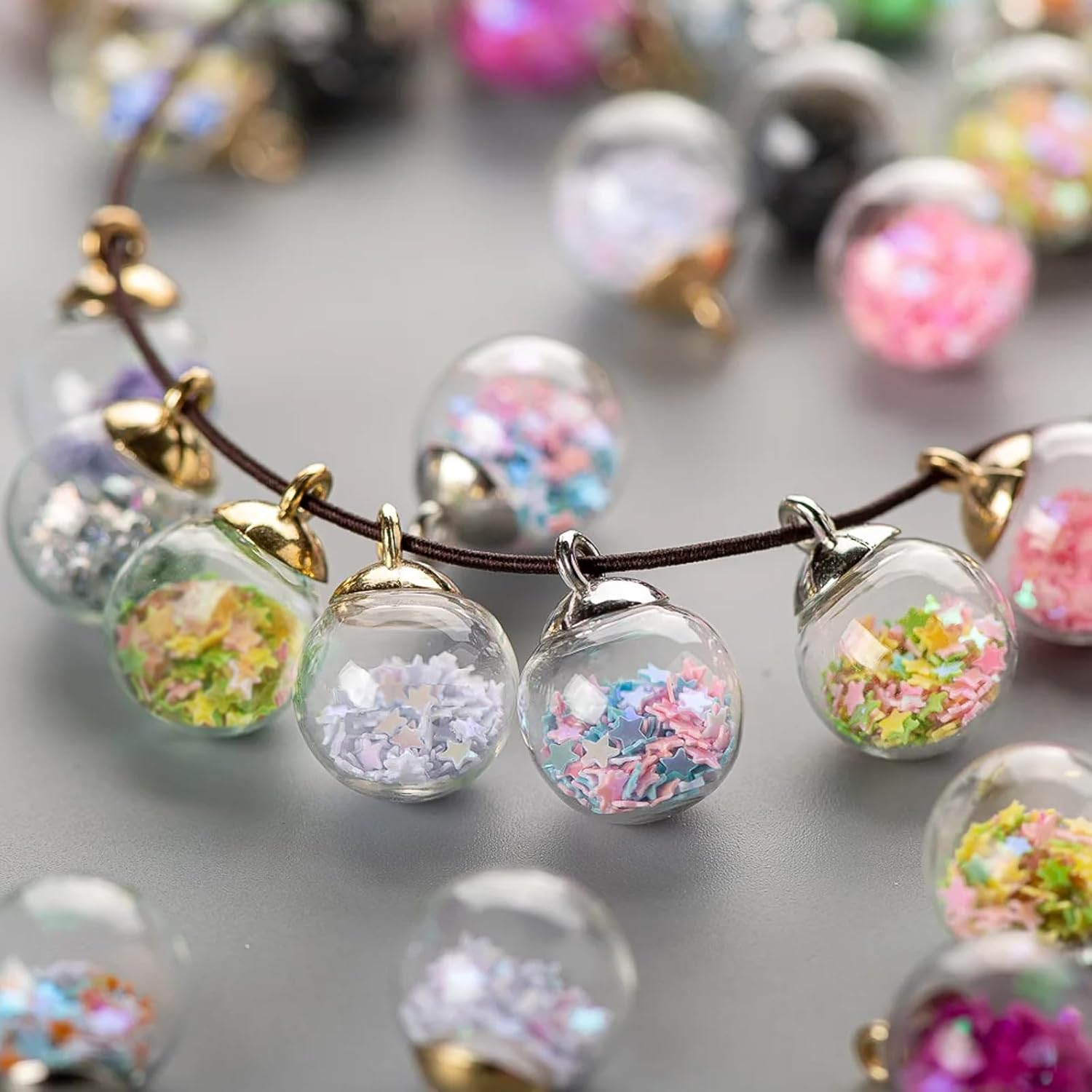Star Glass Ball Charms, 60 Pcs Colorful Star Shiny Rhinestone Glass Ball Pendant Charm for DIY Jewelry Making, Necklace Bracelet Earring, Art Craft Making, DIY Supplies image number 4