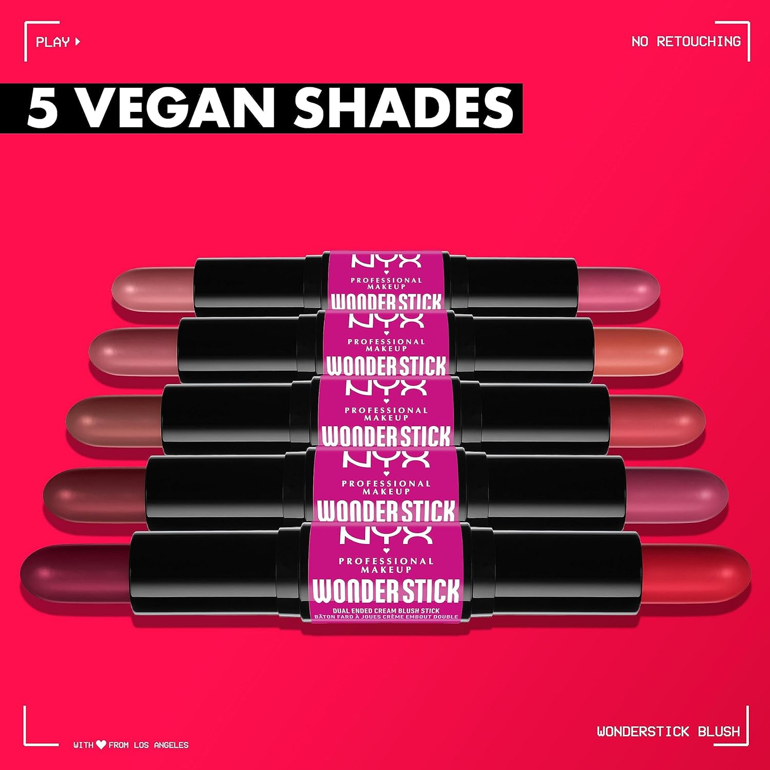 NYX Professional Makeup Blush, with Hyaluronic Acid, Moisturising, Mixable Texture, Vegan, Wonder Stick, Honey Orange + Rose - 04 Deep Magenta 'N' Ginger image number 4