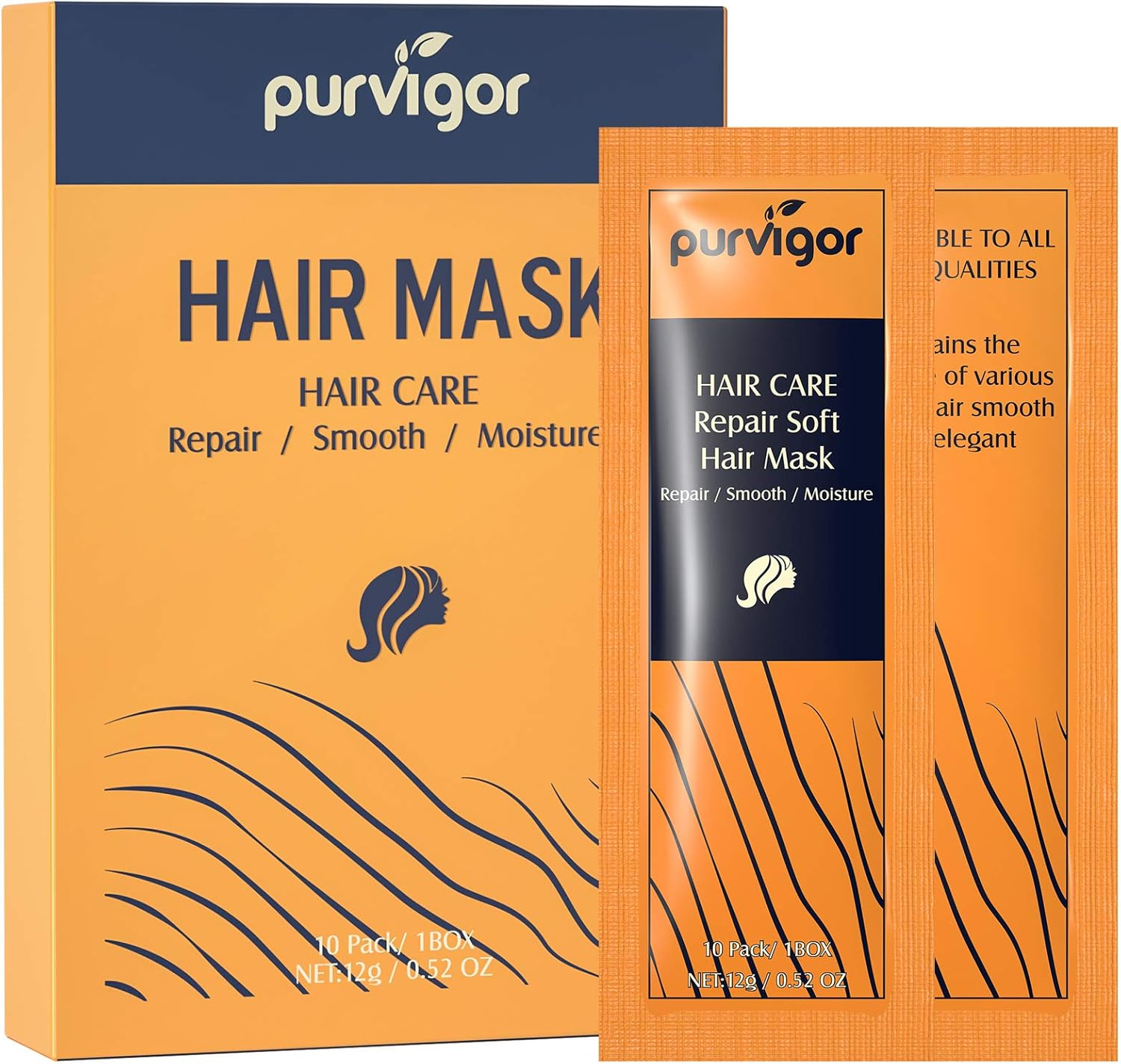 Hair Treatment Mask, Hair Mask for Dry Intense Hydration, Damaged Hair,Deeply Nourishes and Repairs Dry Damaged Hair That Is Difficult to Care For, Bagged Hair Masks(Pack of 10)