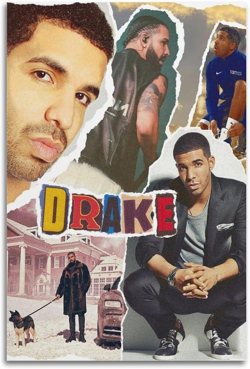Rapper Drake Music Poster Poster Canvas Painting Wall Art Picture Home Decor Print for Bedroom Living Room Dorm Study Bar Office 12X18Inch(30X45Cm) image number 3