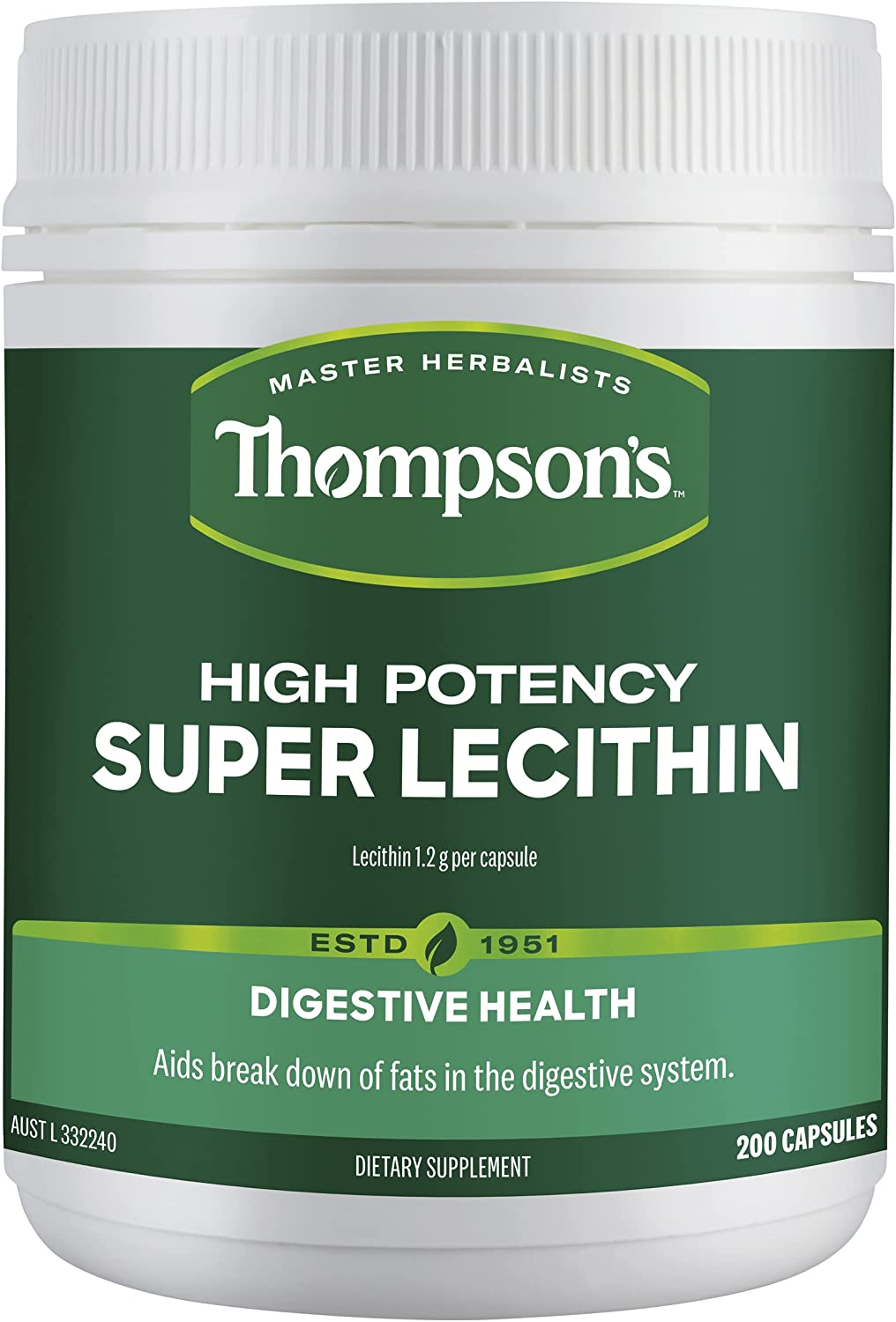 Thompson'S High Potency Super Lecithin Capsules, White, 200 Count