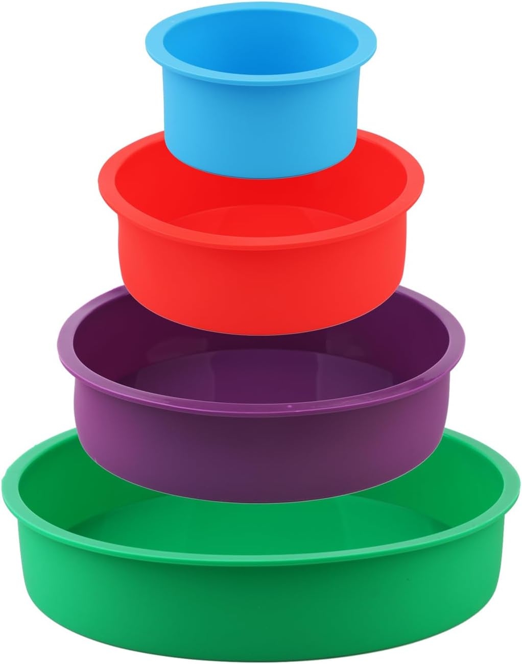 Silicone round Cake Pans Set, 4 Pcs (4"/6"/8"/10") Extra Thick Nonstick Leakproof round Deep Cheesecake Pans, Layer Baking Pans Cake Tins Set for Birthday Wedding Tier Cake image number 3