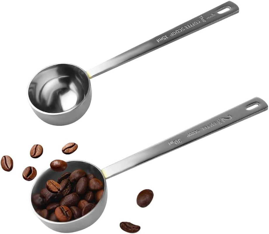 Coffee Scoop, Stainless Steel Coffee Spoons Set, 1 Tablespoon (15Ml) and 2 Tablespoons (30Ml) Measuring Spoon, Tablespoon Measure Spoon for Coffee, Milk Powder, Fruit Powder, 2 Pack (Long) image number 3