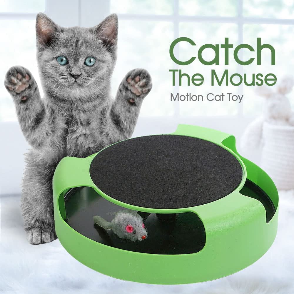 Interactive Cat Toy &ndash; Catch the Mouse Game for Kittens & Cats &ndash; Spinning Mouse Catnip Toy with Claw Sharpening Mat &ndash; Fun Indoor Cat Training Activity image number 3