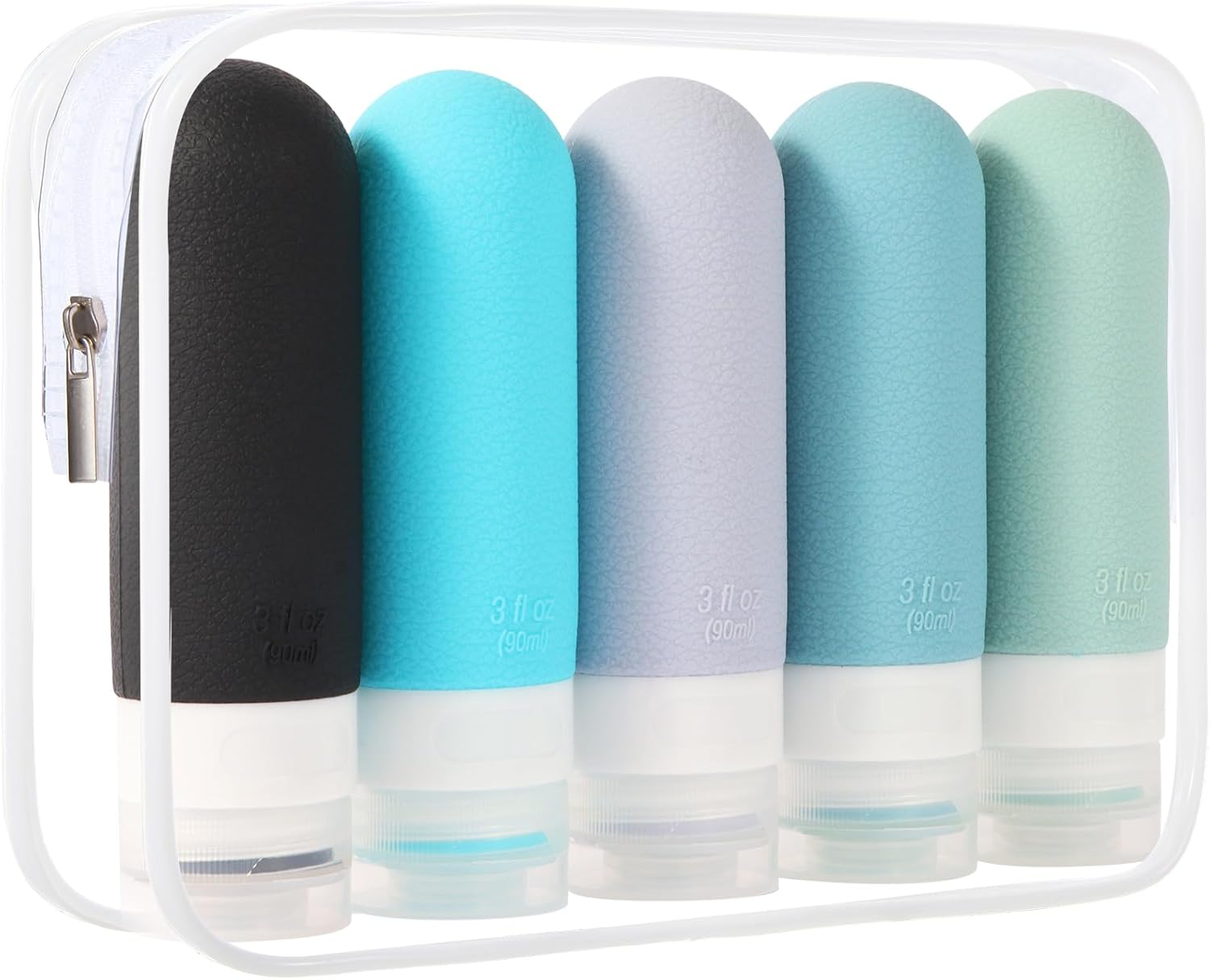 90Ml Travel Bottles Set for Toiletries, 5 Pack TSA Approved Silicone Travel Toiletries Bottles, BPA Free Leak Proof Refillable Travel Containers Essentials for Shampoo Cosmetic Lotion image number 6