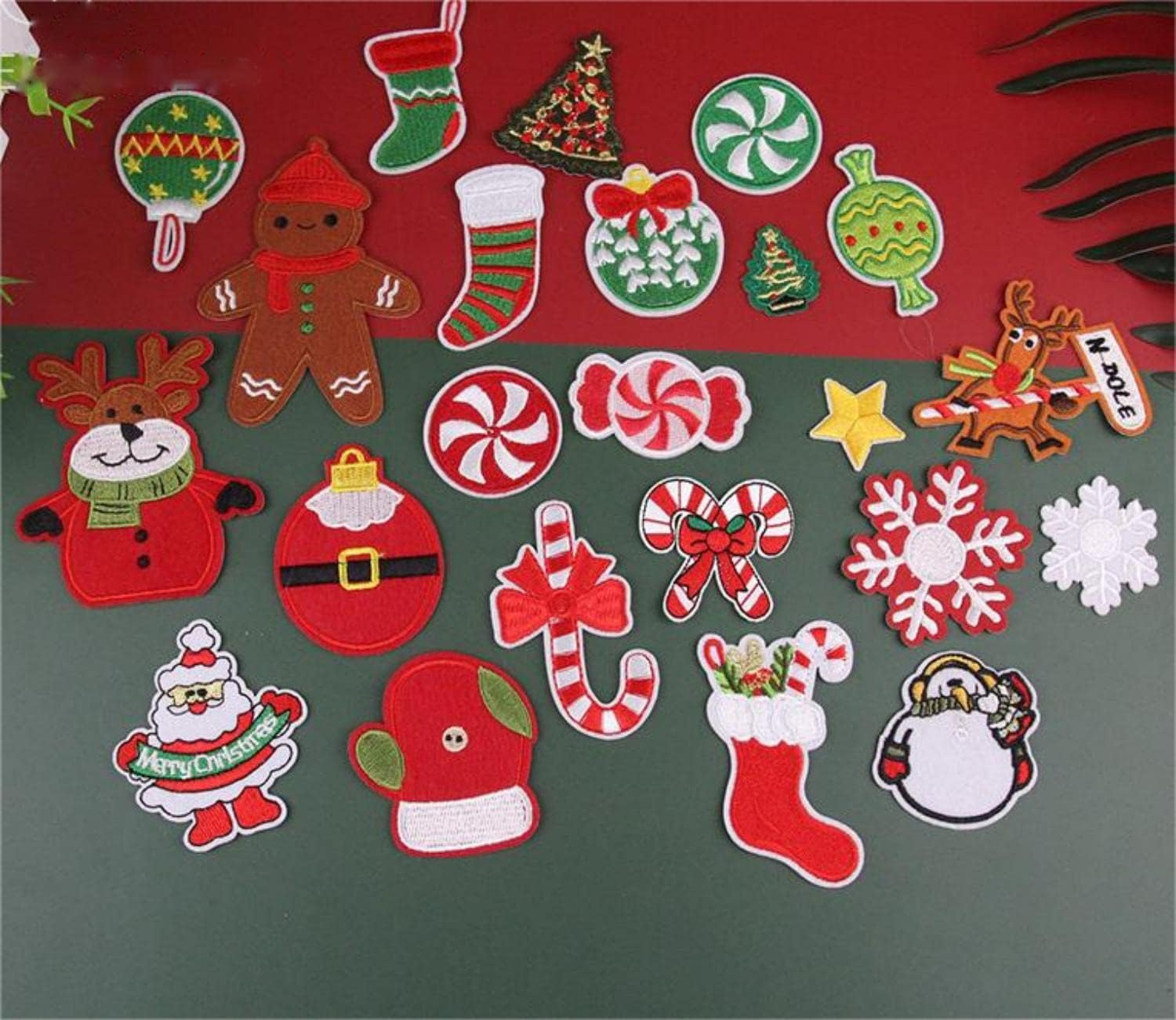 30 Pieces Christmas Iron on Patches, Embroidered Sew on Applique Repair Patch for Craft, Clothing, Backpacks, Jacket, Jeans, Caps, Decoration and DIY Xmas Gifts image number 1