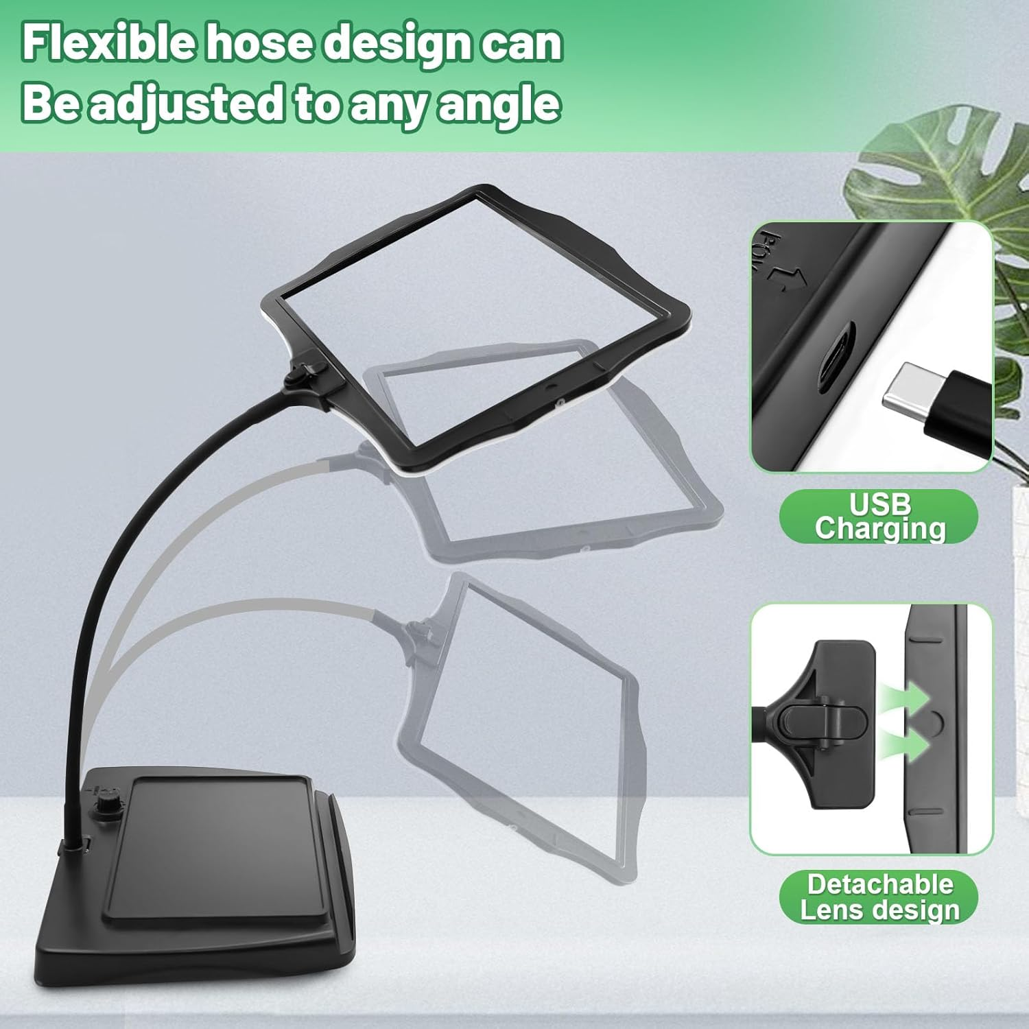 10X Large Magnifying Glass with Light and Stand for Reading with 50 LED Light,Desktop Magnifying Lamp Page Magnifier for Reading,Close Work Knitting Sewing Painting Seniors image number 2