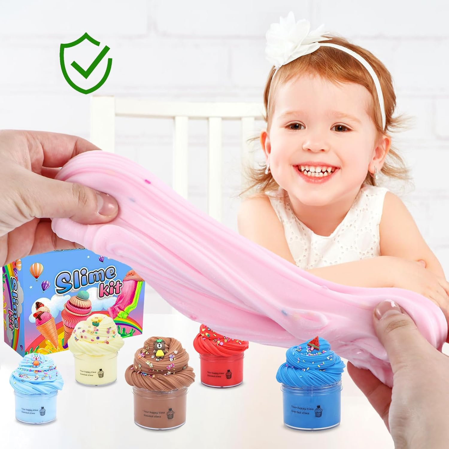 30Pack Butter Slime Kit with Cake Charms, 30ML DIY Educational Slime Toys, Super Soft & Non-Sticky Stress Relief Toy for Girls and Boys, Party Favors and Birthday Gift, Easter Basket Stuffers