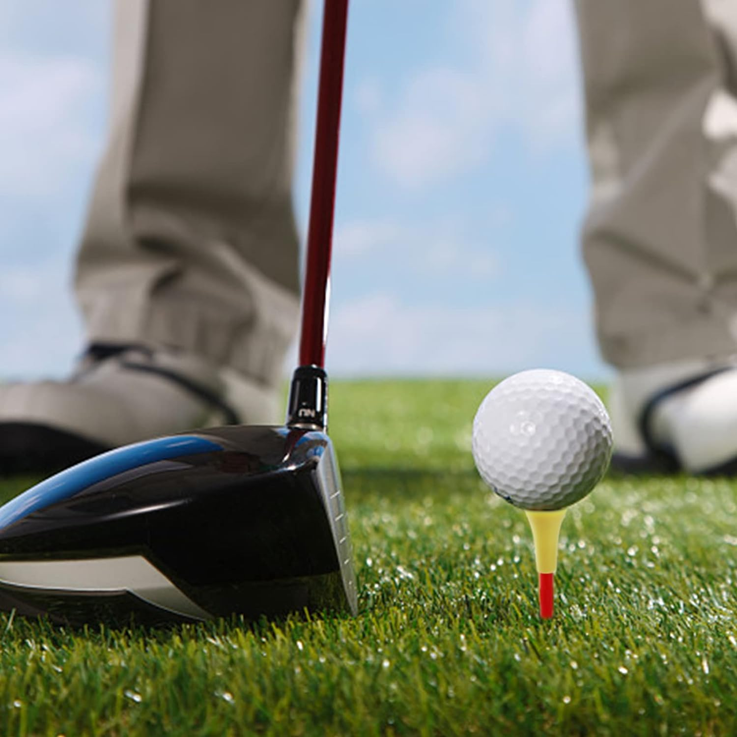 Jucoan 100 Pack Plastic Golf Tees 3-1/4 Inch with 3/4" Anti-Friction Rubber Cushion Top, Reduce Spin & Improve Accuracy &ndash; Multi-Color Durable and Stable Golf Tees for Driving Range, Course Practice image number 4