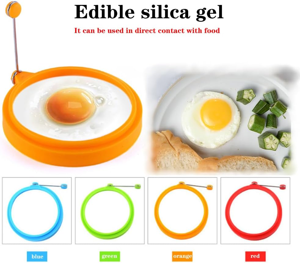 4 Pack Egg Cooking Rings Egg Mcmuffin Ring,Food Grade Silicone Rings - Perfect Non-Stick Fried Pancake Cooking Molds,4 Inch/10 Cm Diameter Heat-Resistant Kitchen Tools image number 2