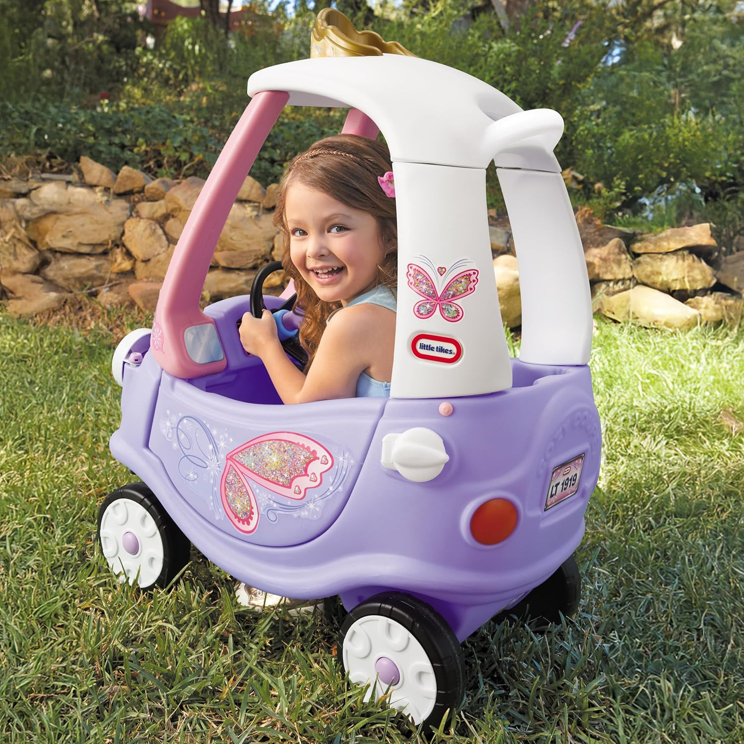 Little Tikes Fairy Cozy Coupe - Indoor and Outdoor Ride-On Car for Toddlers, Foot-To-Floor or Parent Push Ride, Built for Active Play Vehicle for Ages 18 Months to 5 Years image number 3