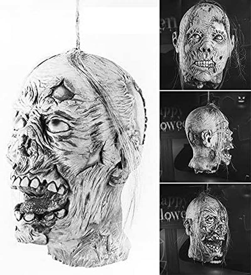 Mummy Head Hanging Ornament, Creepy Halloween Props Pendant Durable Halloween Horror Hanging Head Decoration for Home Haunted House Bar/1133 (Size : Male) image number 6