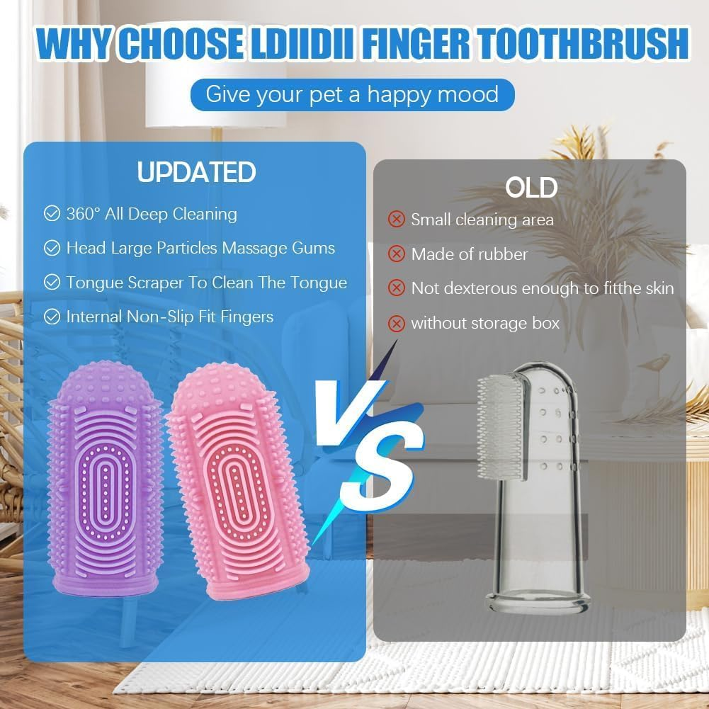 THJOPOKEEL 8 Pack Dog Toothbrush Finger Toothbrush, 360&ordm; Dog Tooth Brushing Kit, Dog Finger Toothbrush for Dog Teeth Cleaning and Dog Dental Care Dog Tooth Brush Dog Toothbrush Kit Pet Toothbrush image number 4