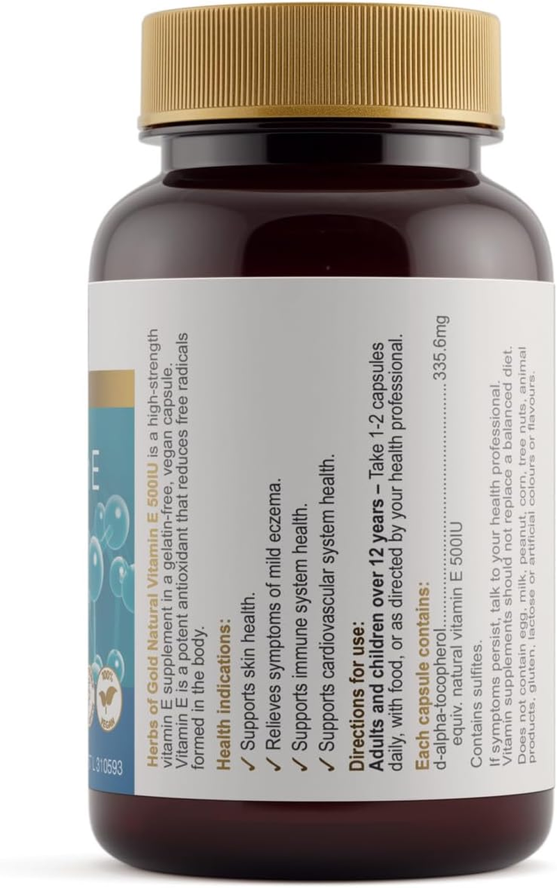 Herbs of Gold Natural Vitamin E 500IU 50 Capsules