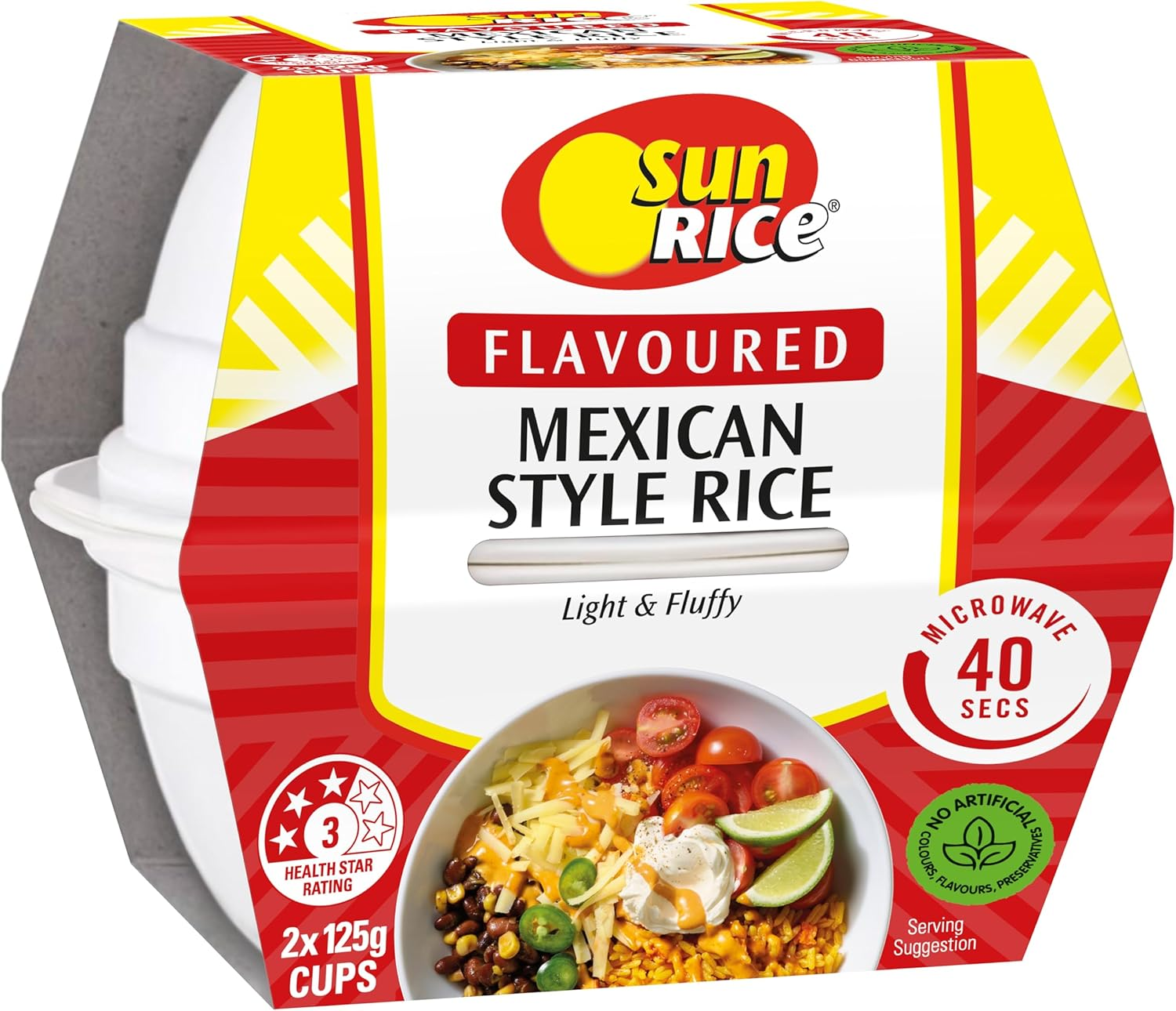 Sunrice Microwave Mexican Flavoured Rice Cups 6X 2X125G image number 3