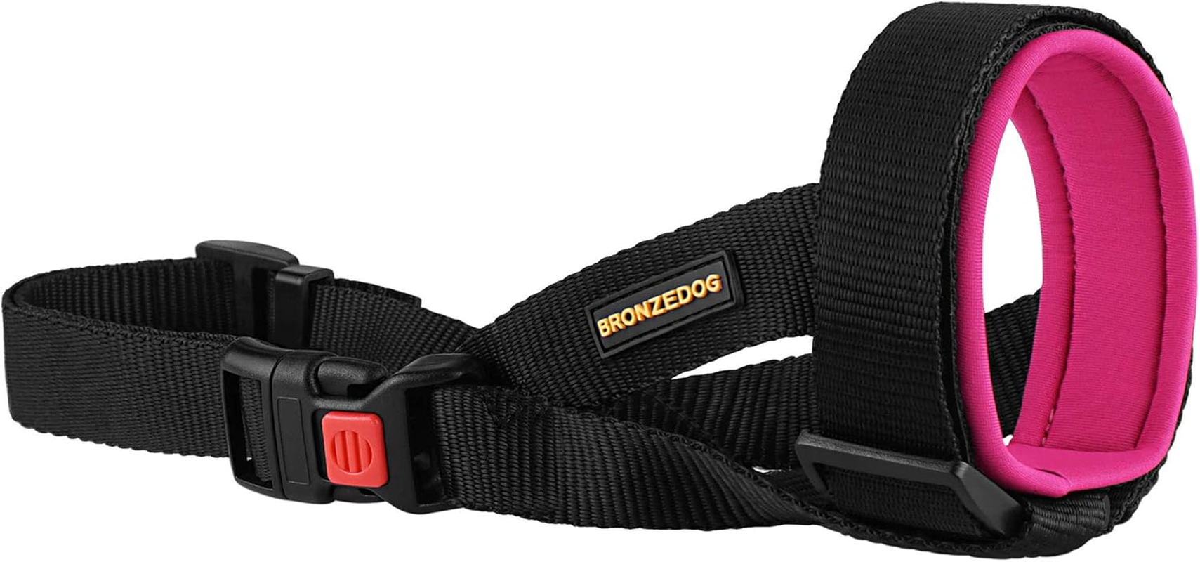 BRONZEDOG Soft Padded Dog Muzzle Adjustable Neoprene Comfort Bitting Chewing Pet Muzzles for Small Medium Large Dogs Puppy (Medium, Snout Strap 8"-10", Pink) image number 2